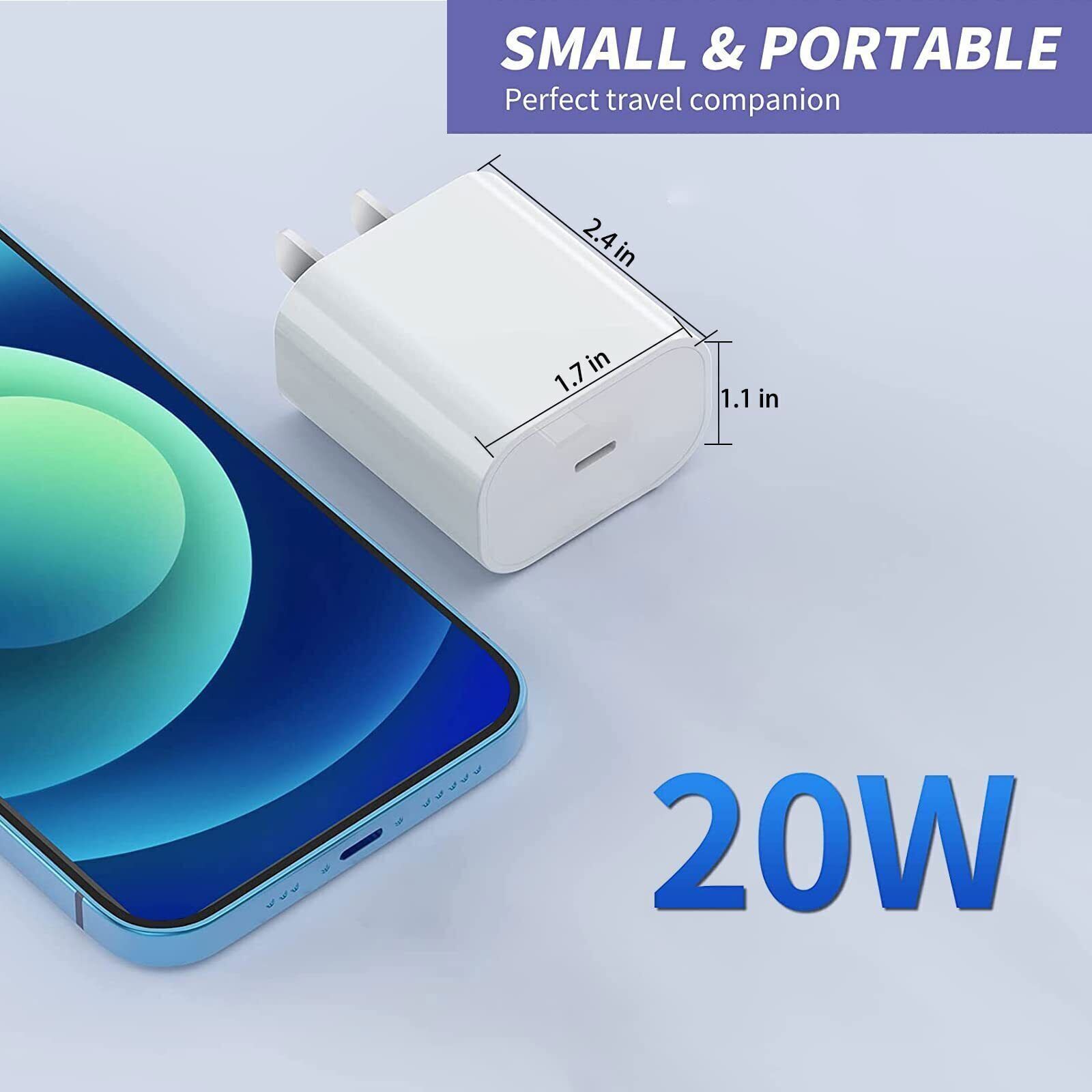 New 20W PD Wall Charger 3FT USB-C Cable For iphone 14 13 12 11 Pro Max XS 8 7 6