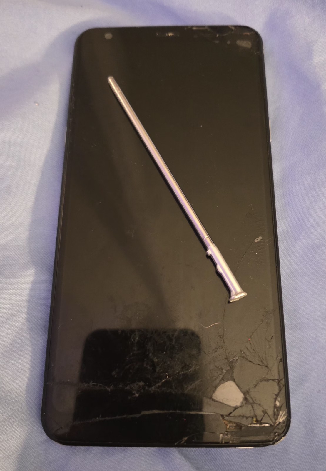 LG Stylo 5 Q720PS 32GB Gray Tmobile Cell Phone Turns On Parts Only Cracked READ