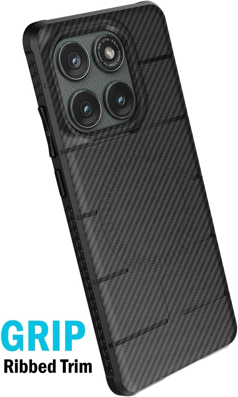 Flex Series for Motorola Edge 2025 Phone Case – Black Carbon Fiber Design