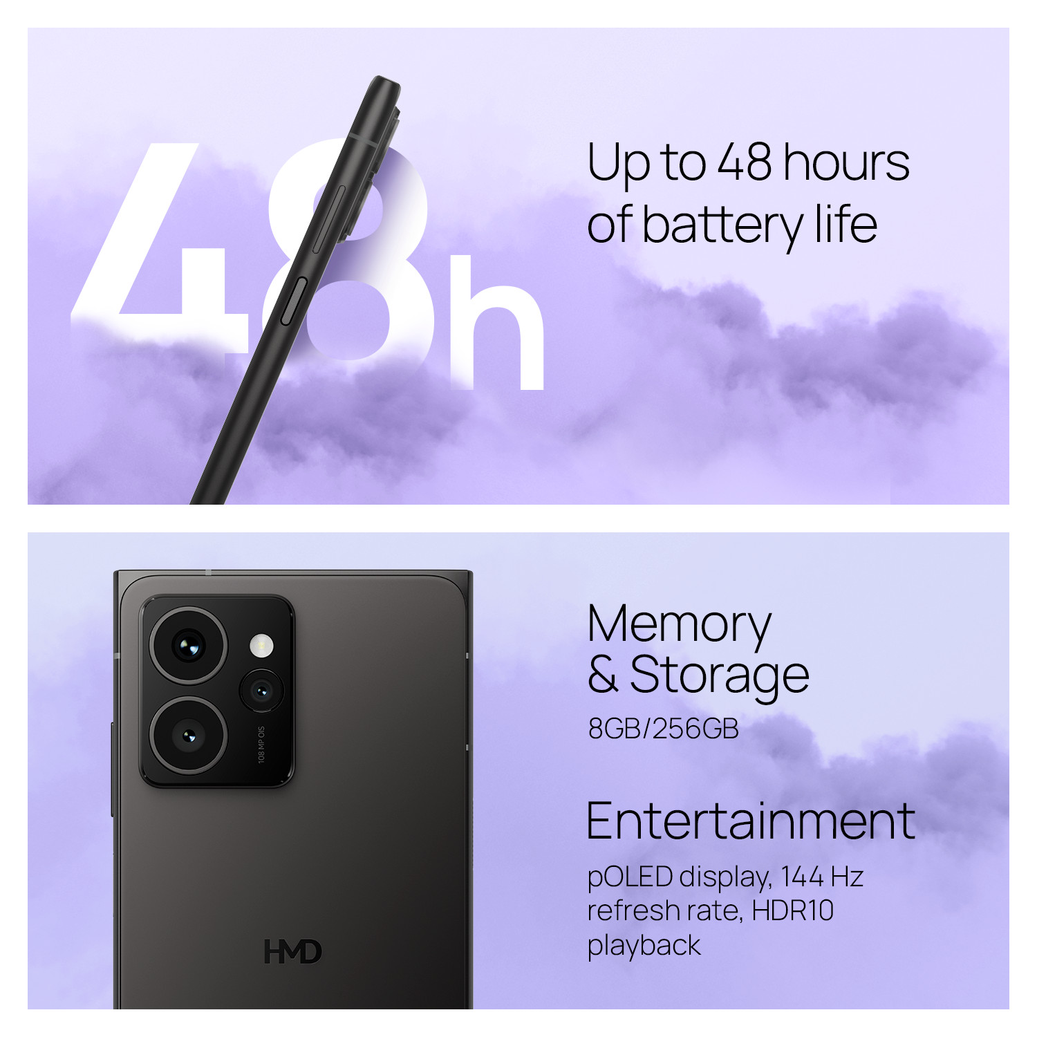 HMD Skyline 5G | Android 14 | Unlocked Smartphone | Dual SIM | 8/256GB | Black