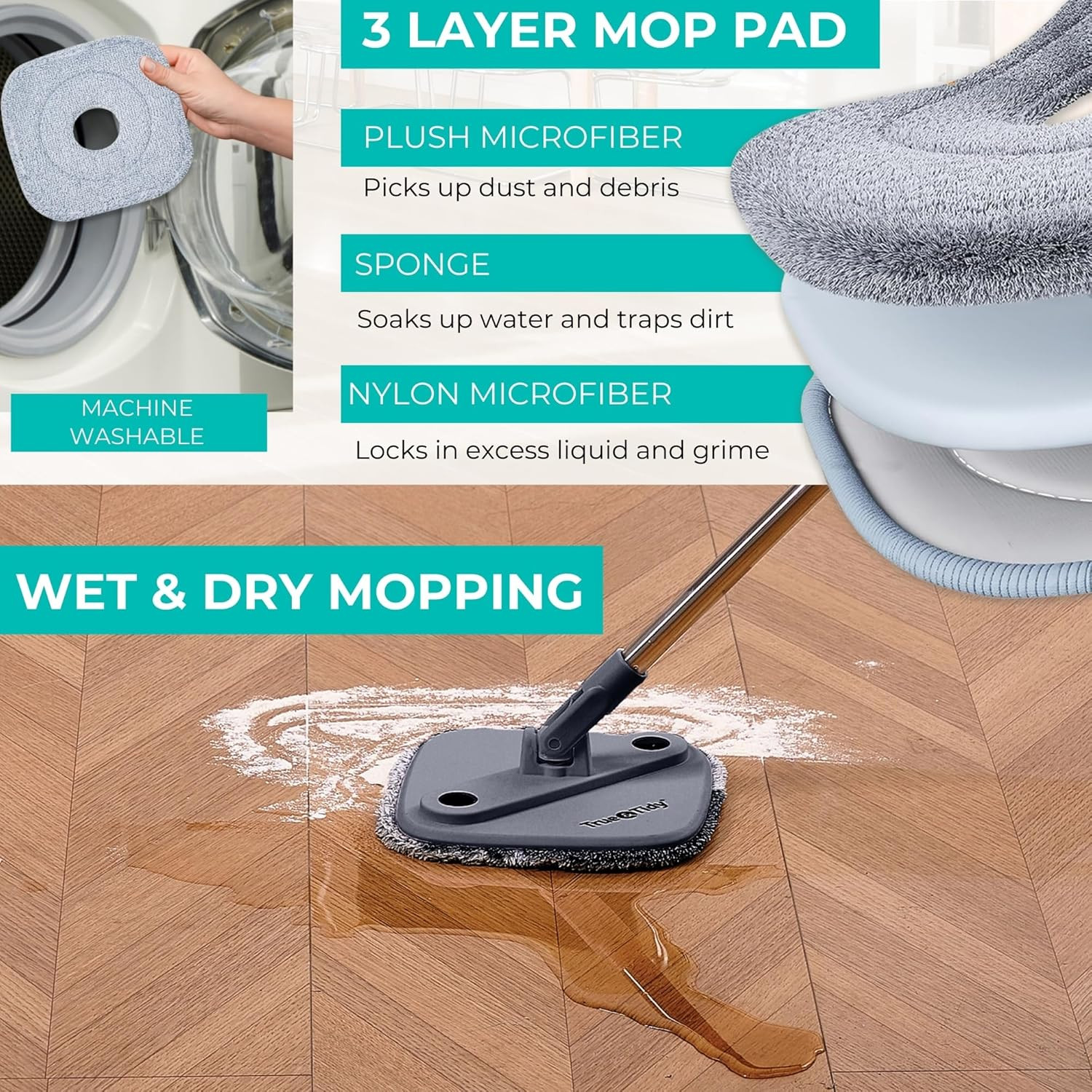 True Clean Spin Mop & Bucket System – Dual Compartment Design for Clean & Dirty