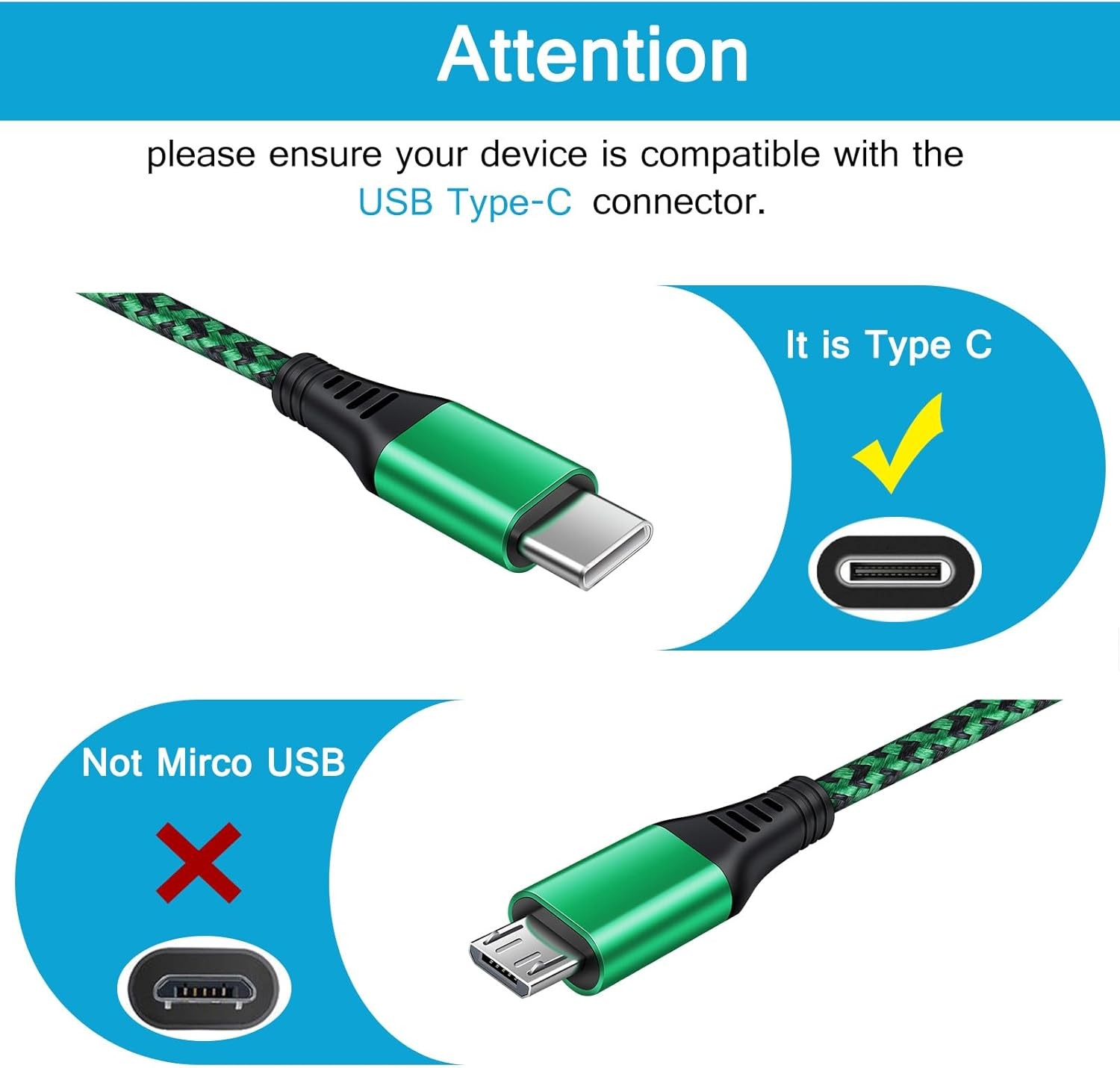 4-Pack 6FT USB-C Fast Charger Adapter for Samsung Galaxy S25 Ultra/S24