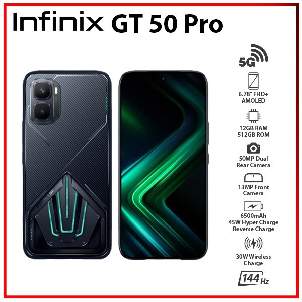 Infinix GT 50 Pro 5G BLACK 12GB+512GB Dual SIM Unlocked Android Cell Phone