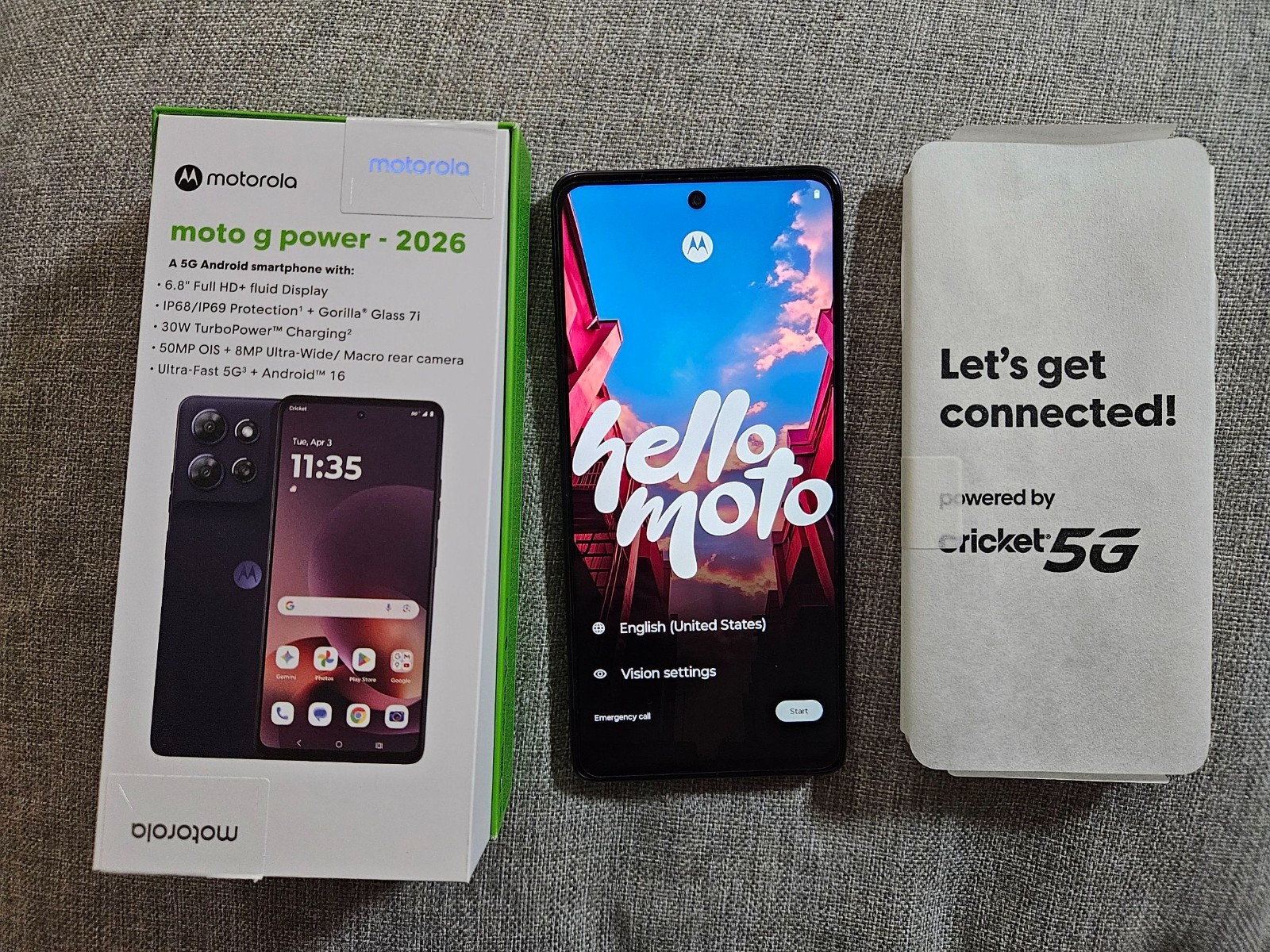 Motorola Moto G Power (2026) 128GB, 8GB RAM (Cricket Prepaid) Blue – open box