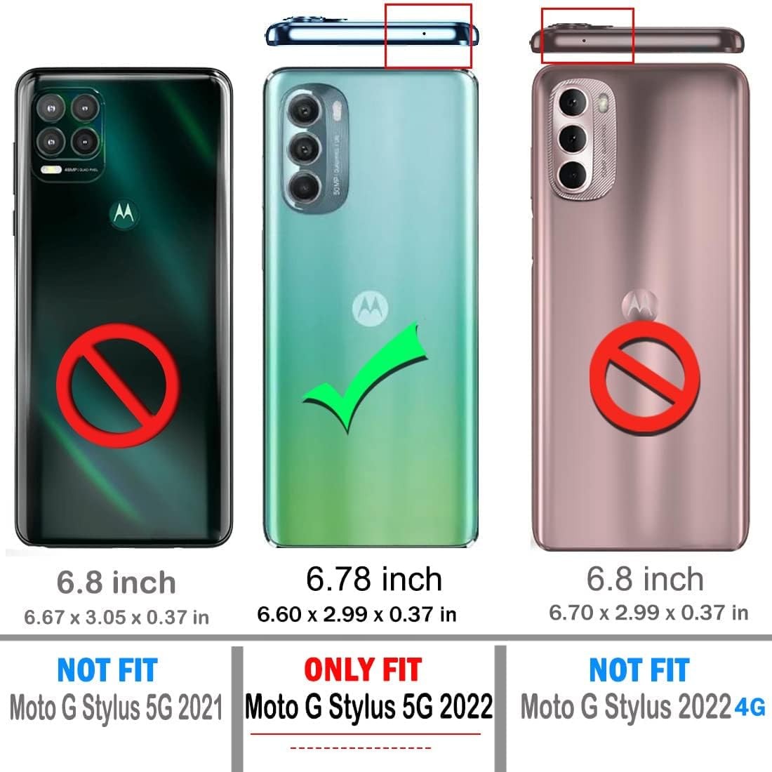 Moto G Stylus 5G 2022 Case with 2 Pcs Tempered Glass Screen Protector, Black