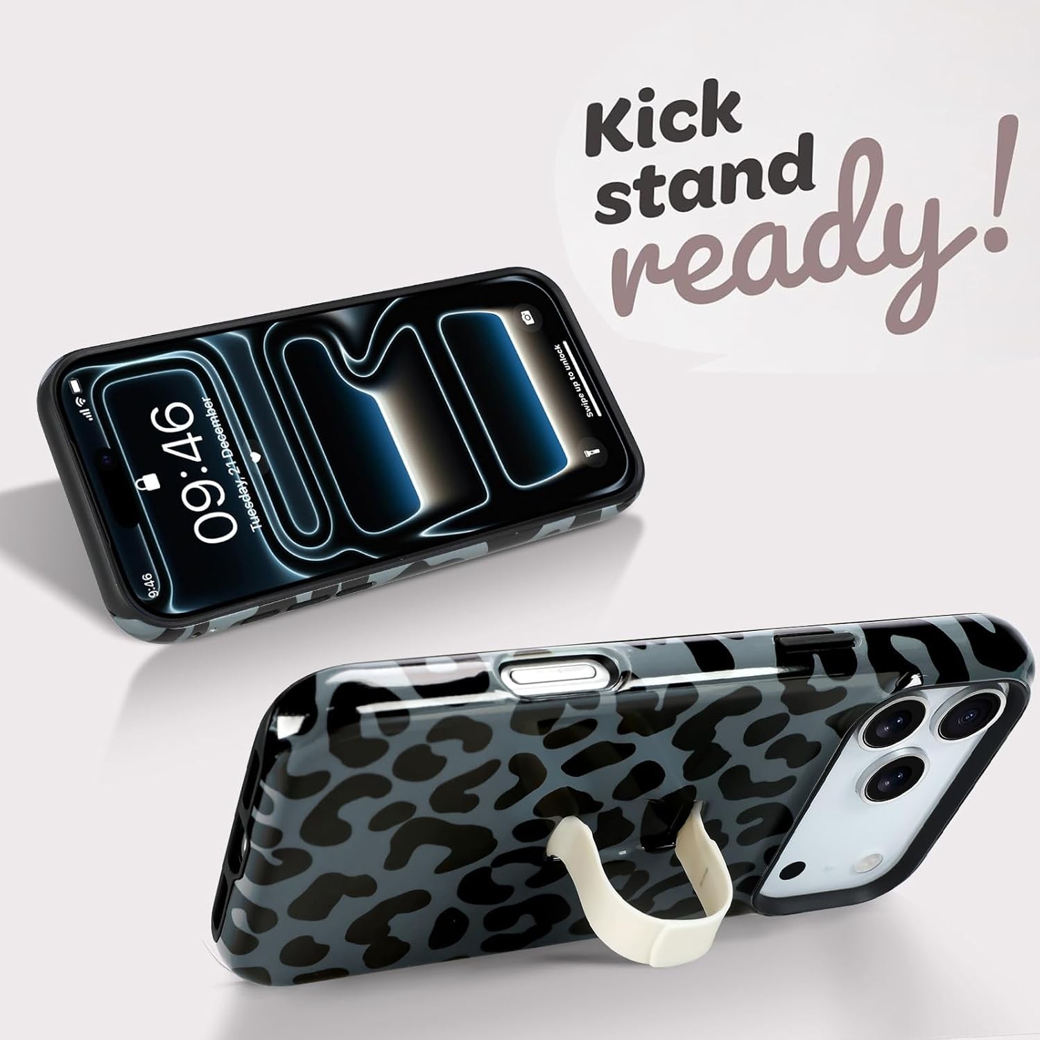 iPhone 17 Pro Max Case with Finger Strap Kickstand, Stylish Chic Leopard Cheetah