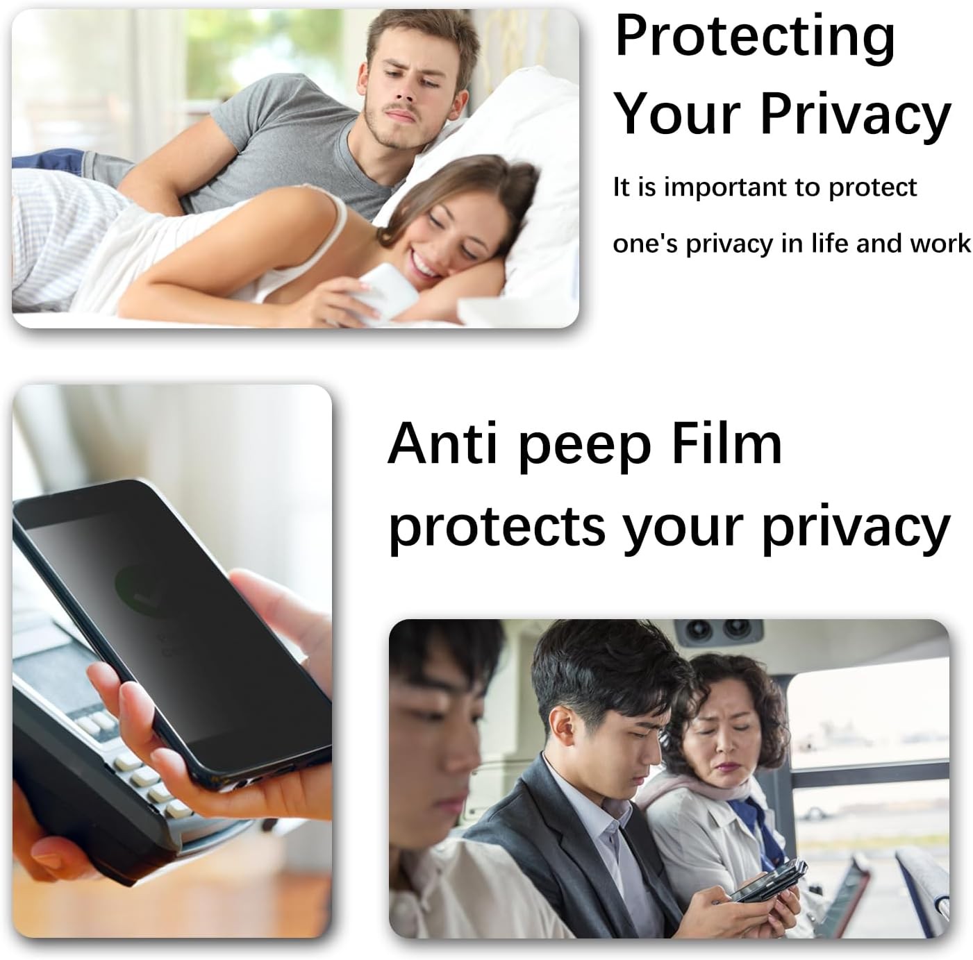 2PCS Privacy Screen Protector & Camera Lens Protector for iPhone 15 Pro Max 6.7