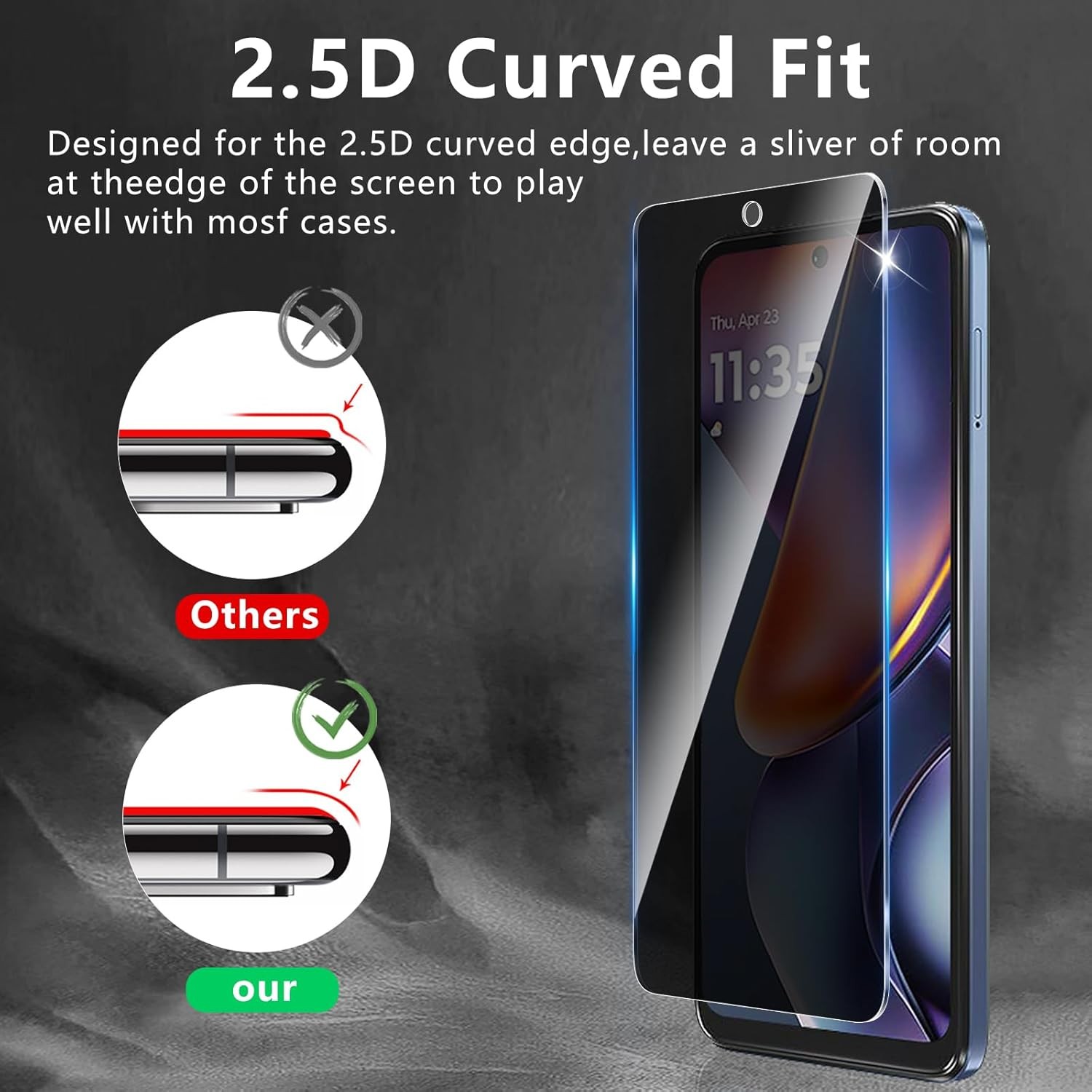 [3+3 PCS] Privacy Screen Protector & Camera Lens Protector for Motorola Moto G 5