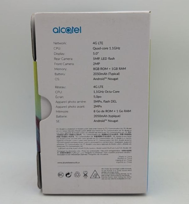 Alcatel U50 5044G 8GB Smartphone Android 5″ Unlocked GSM 4G LTE 5MP Black