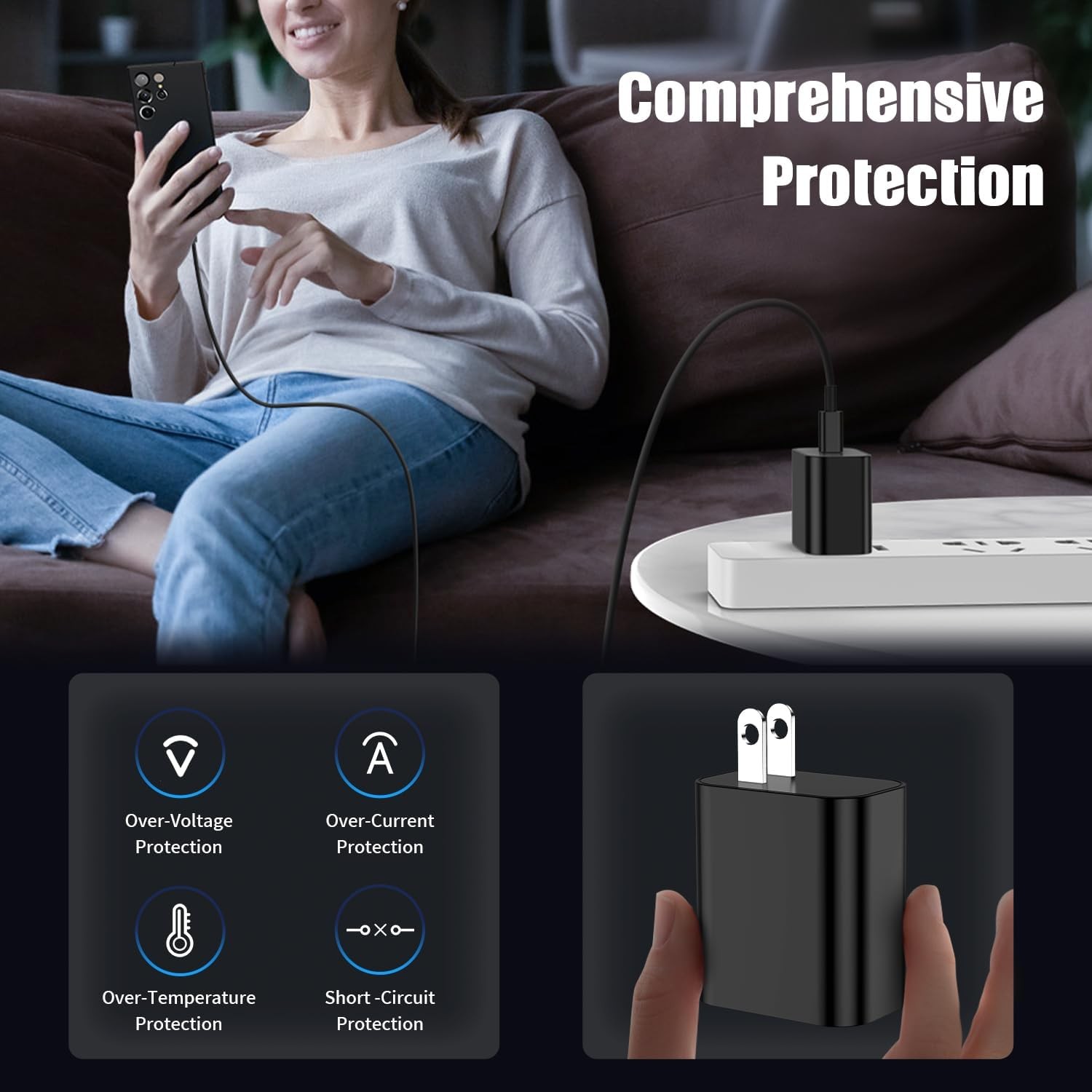 3-Pack 25W USB-C Fast Charger Block for Samsung Galaxy S24 Ultra, 6FT Cord