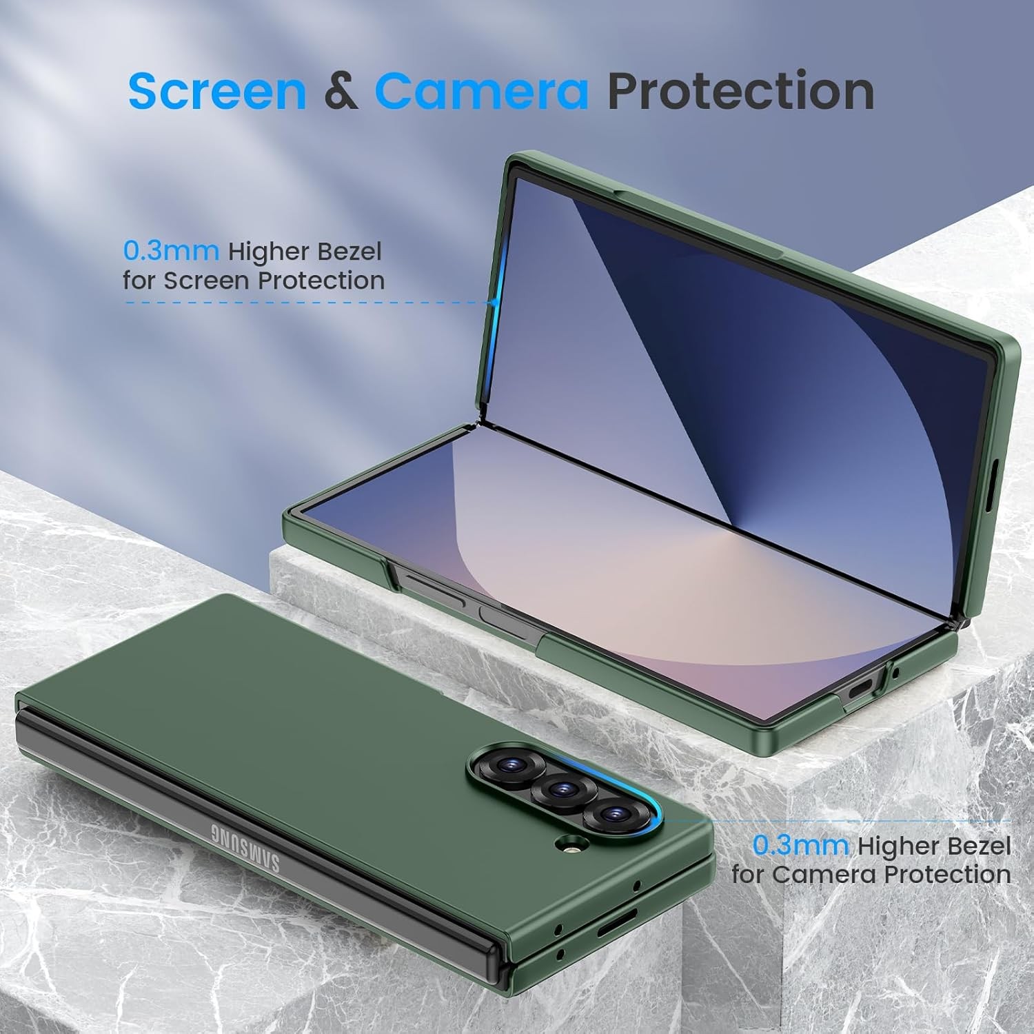 Case & Built-in Screen Protector for Samsung Galaxy Z Fold 6 Ultra-Thin Green