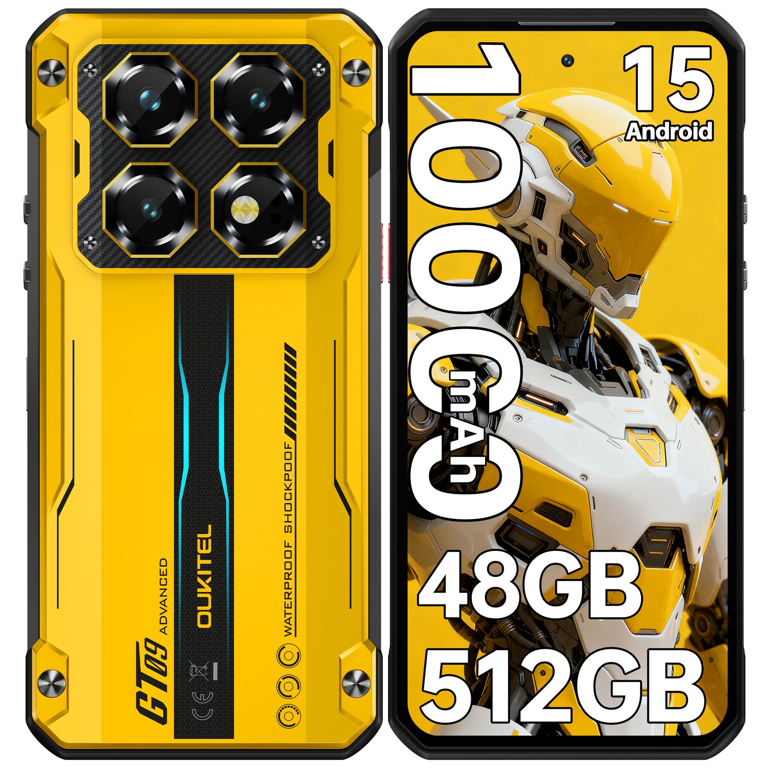 OUKITEL 2026 WP60 Rugged Smartphone 5G 10000mAh Android Phone 7.2 in 48GB+512GB