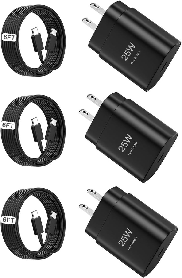 25W USB-C Power Adapter Charger Block for Samsung Galaxy S25/S24/S23/S22/S21 Ult