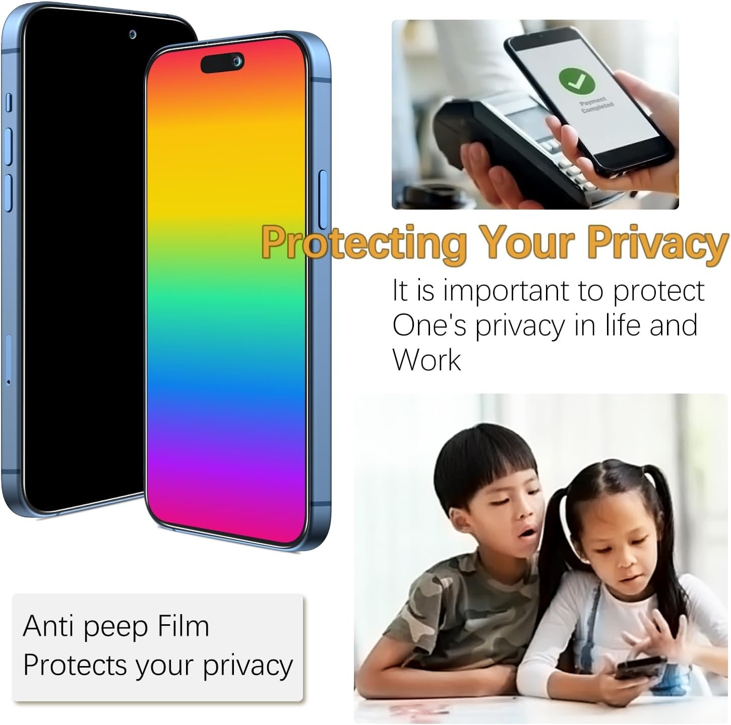3 Pack Privacy Screen Protector for iPhone 16 Pro Max, Anti Spy & Anti Scratch