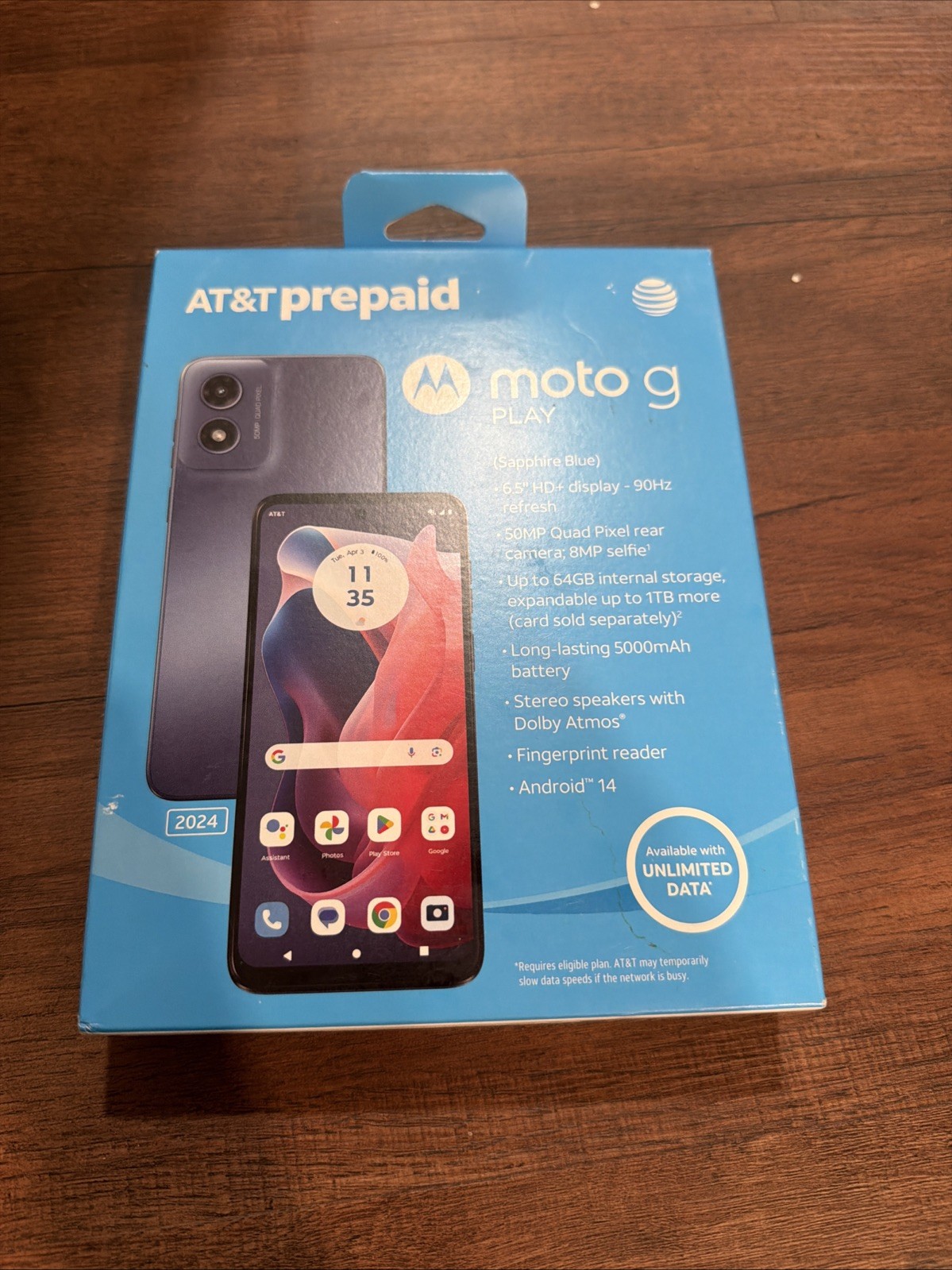 Motorola Moto G Play (2024) Blue At&t Prepaid Smartphone 64GB – Brand New Sealed