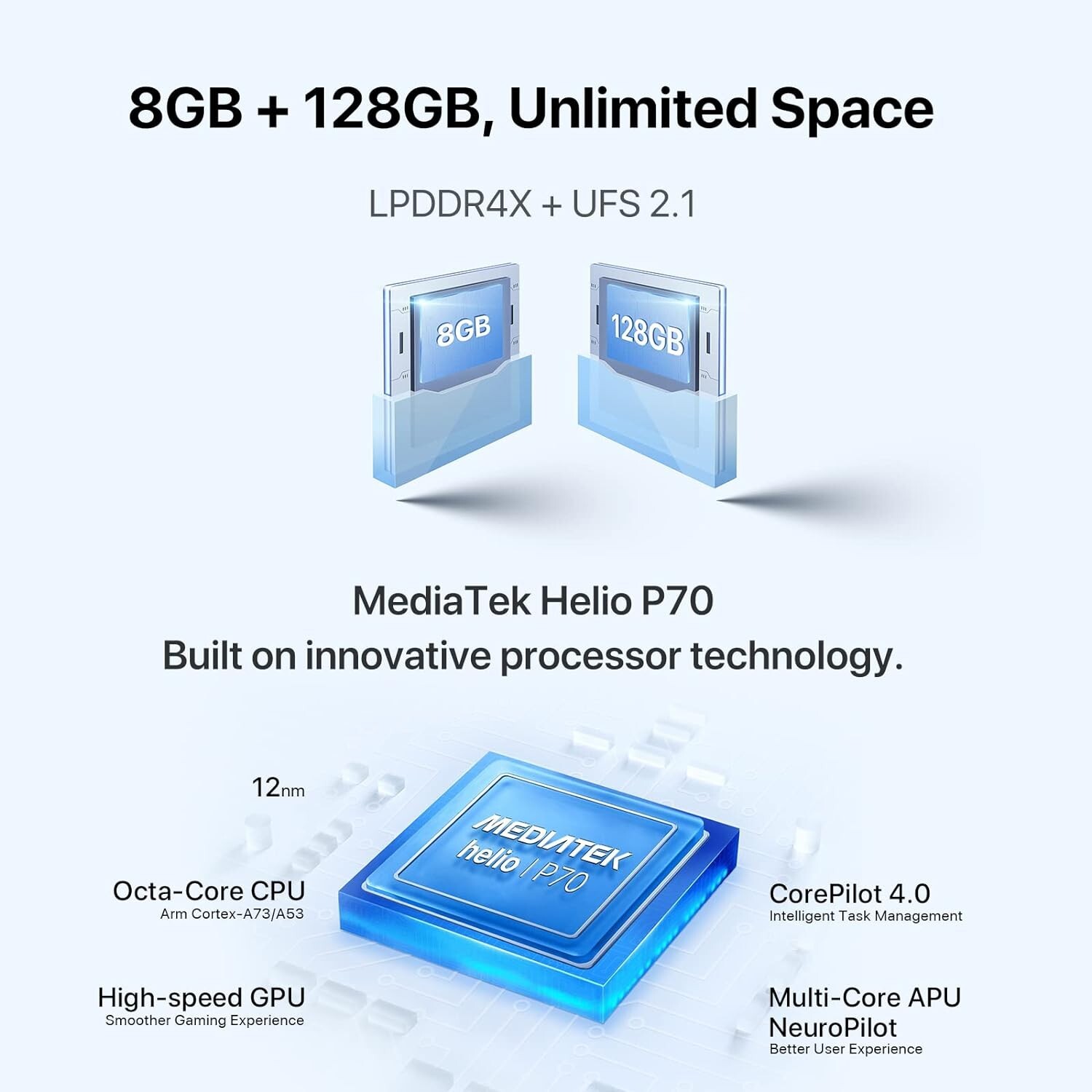 UMIDIGI F3 8GB+128GB NFC 6.7inch HD Full Screen Unlocked Cell Phone