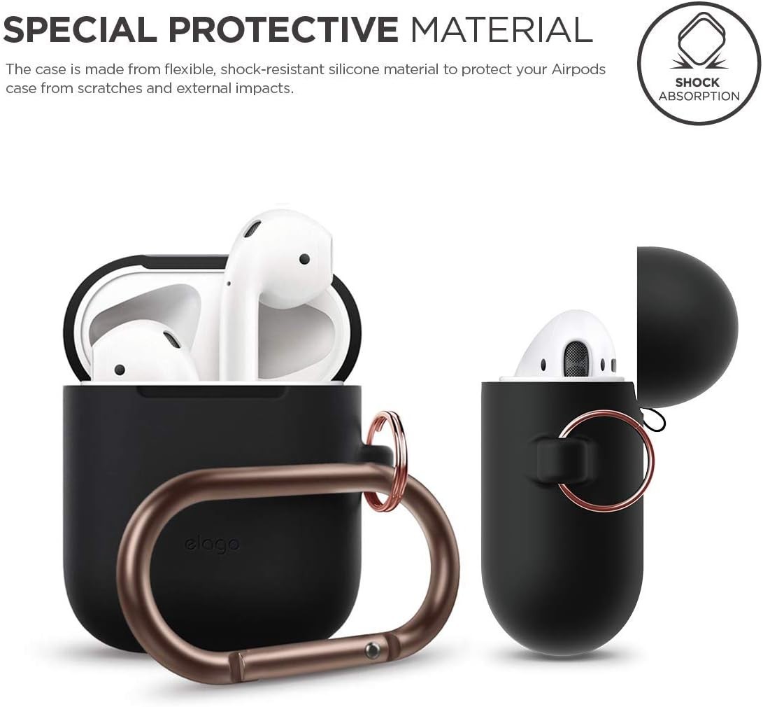Silicone Case with Keychain for Apple AirPods Case 1 & 2, Front LED Visible