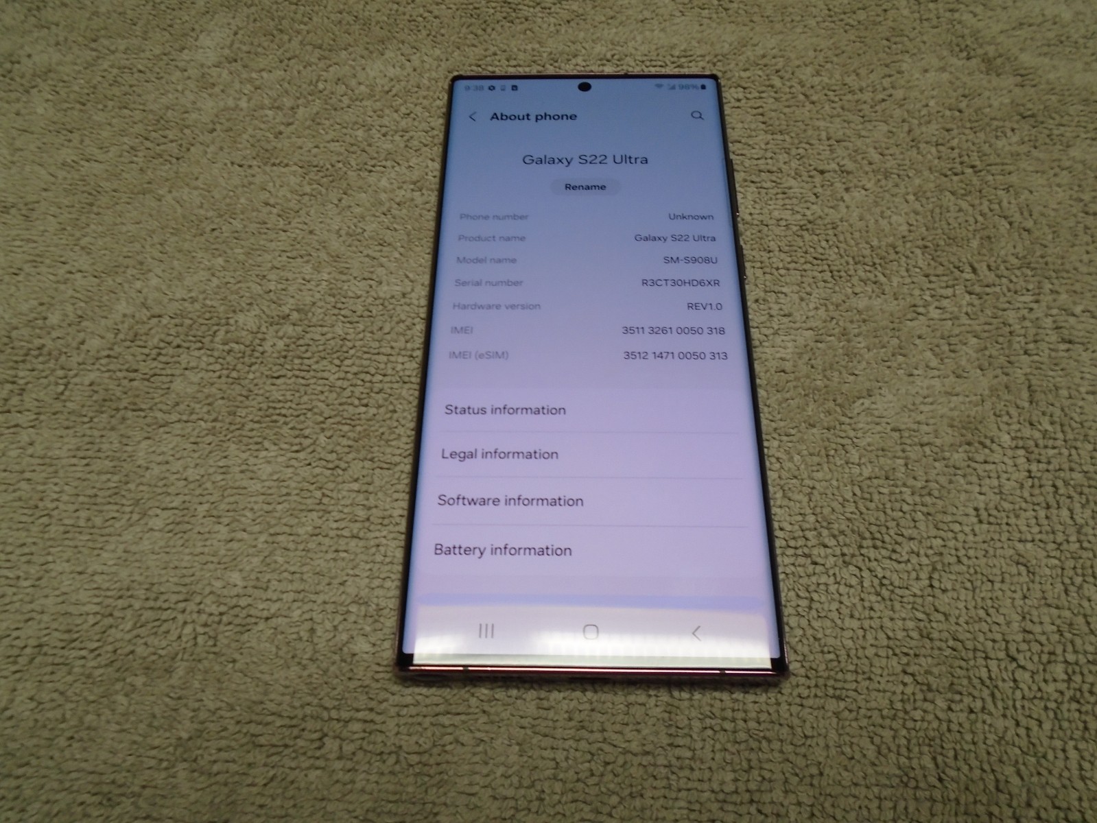 Samsung Galaxy S22 Ultra 5G, 128gb, Burgundy, Verizon only, Excellent!!