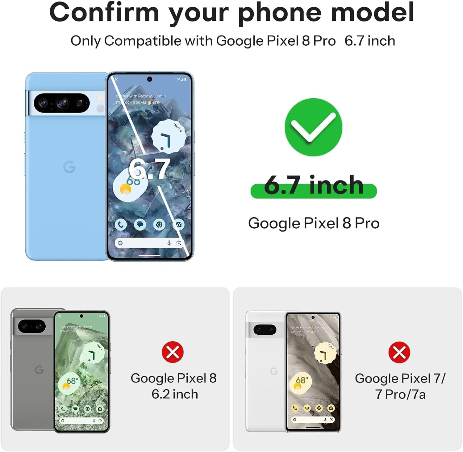 6 in 1 Tempered Glass For Google Pixel 8 Pro Screen and Camera Lens Protector