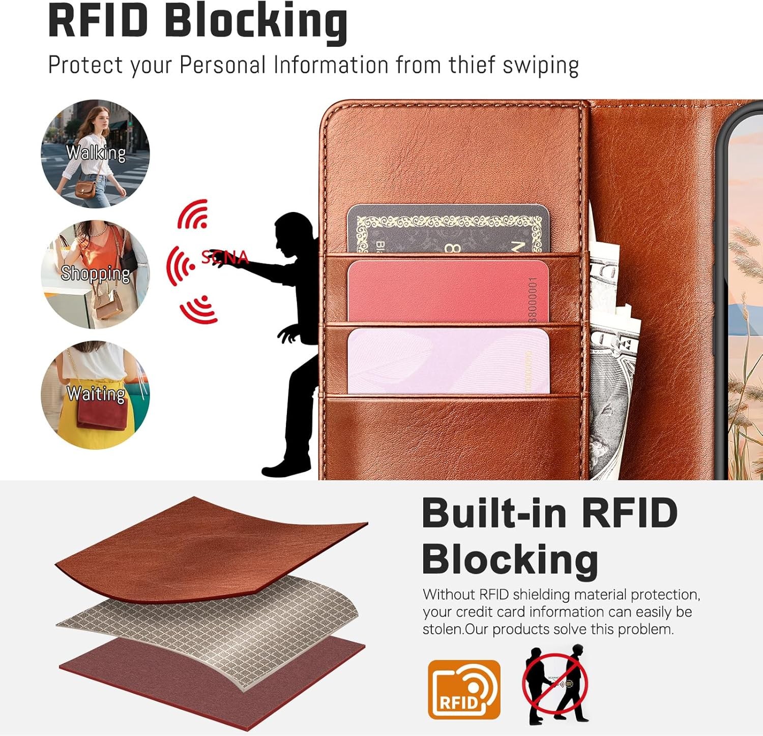 2-in-1 Detachable Wallet Case for iPhone 16 Pro Max 6.9″ RFID Blocking Flip Foli