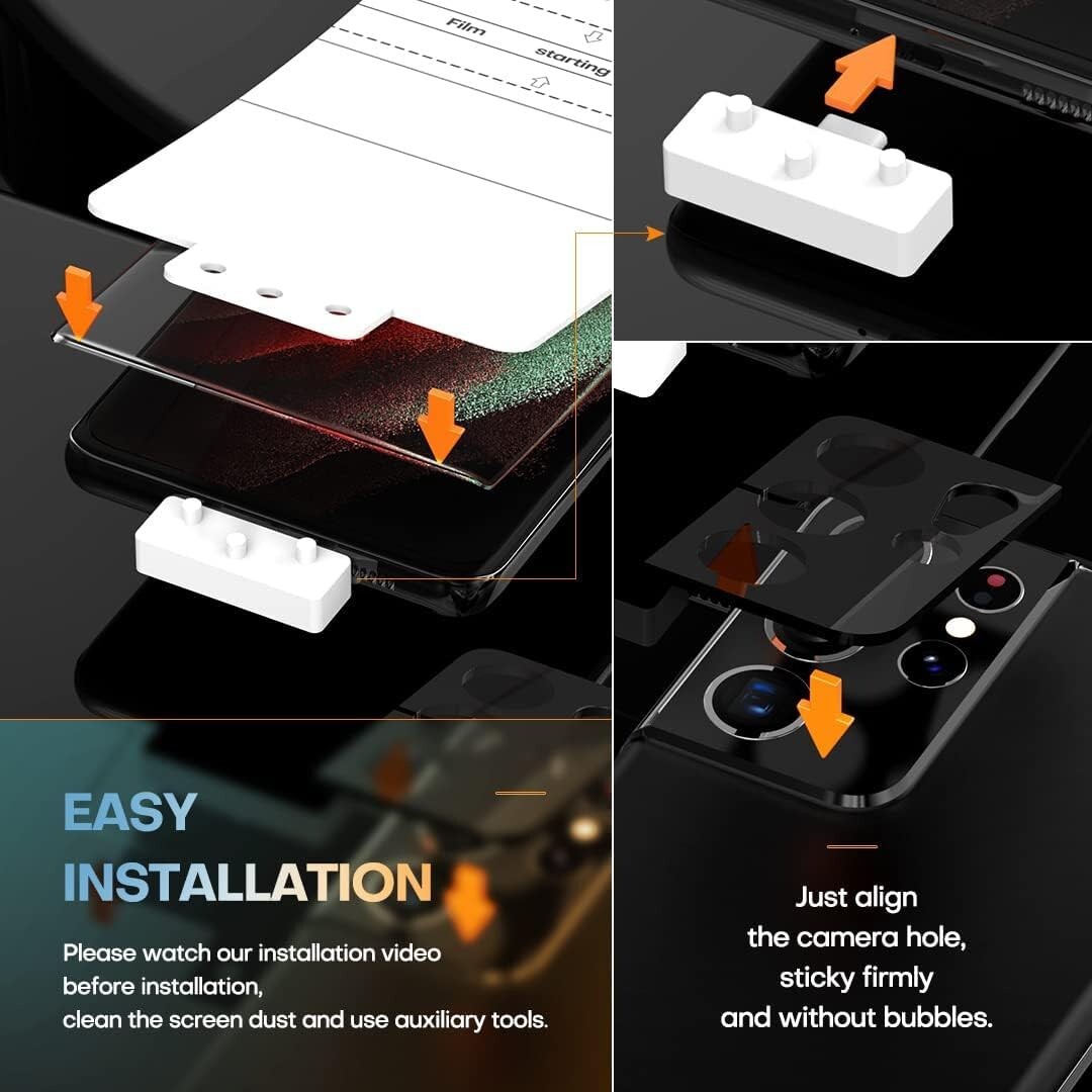 4in1 Tempered Glass For Galaxy S21 Ultra 5G, Screen and Camera Lens Protector 9H