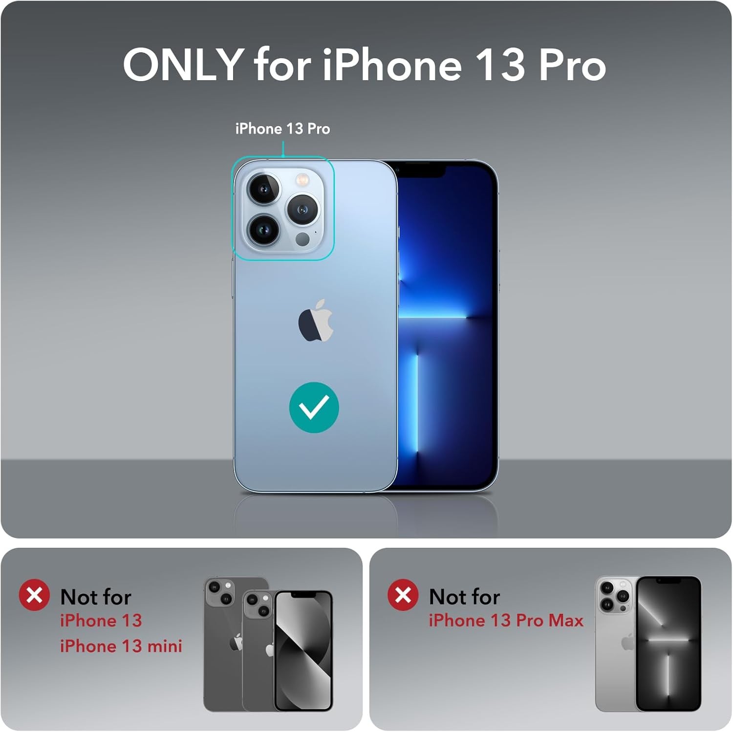 Clear Hybrid Case for iPhone 13 Pro, Military-Grade Shockproof Protection, ESR