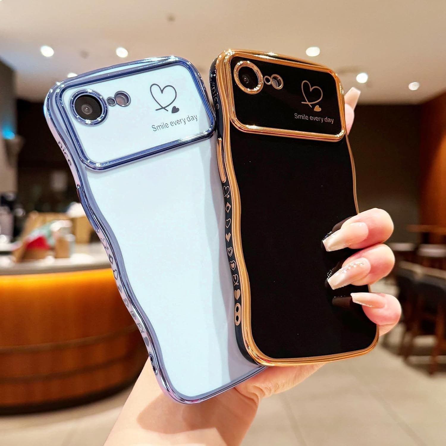 iPhone 16e Case for iPhone 17e Case for Women Girls, Cute Wave Frame Dark Purple