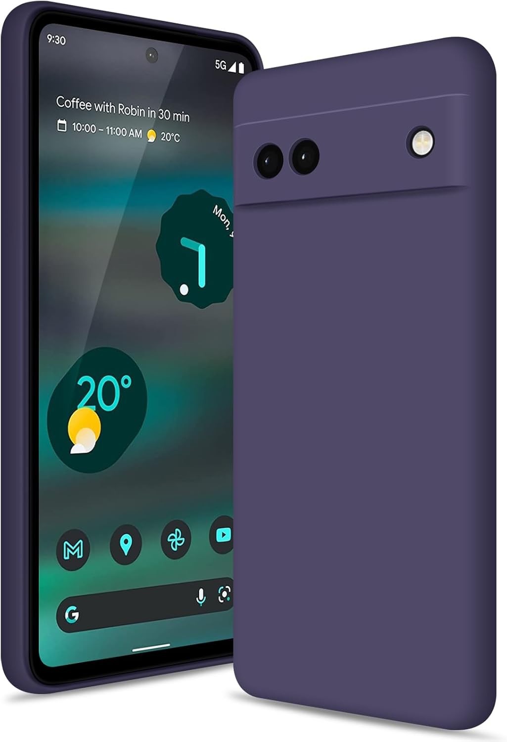 Case for Google Pixel 6A, Soft Silicone Shockproof Slim Cover with Camera Protec