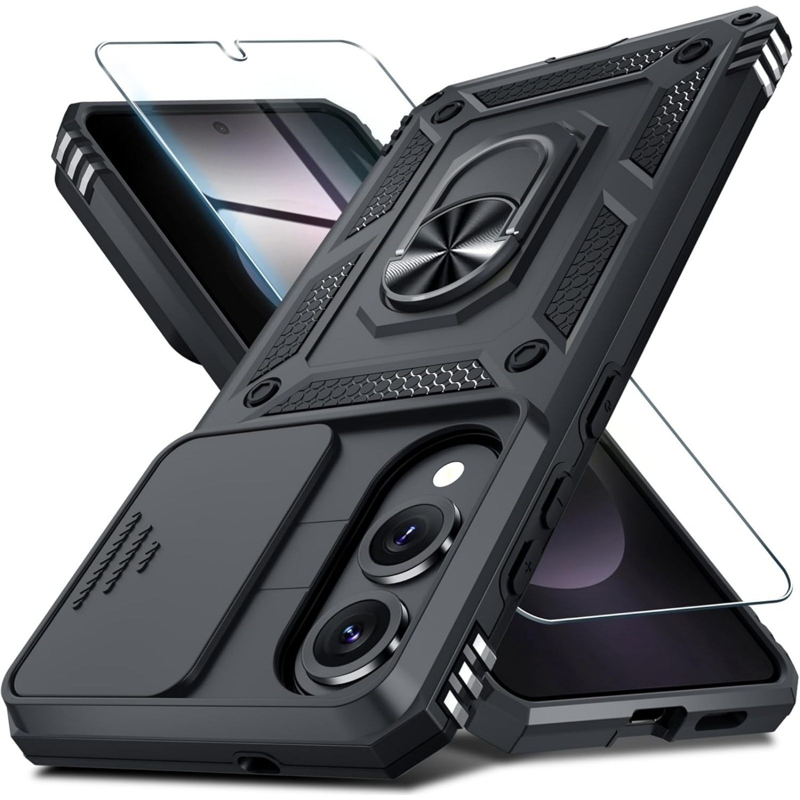 Heavy Duty Shockproof Case for Samsung Galaxy S25 Edge with Camera Cover & Kicks