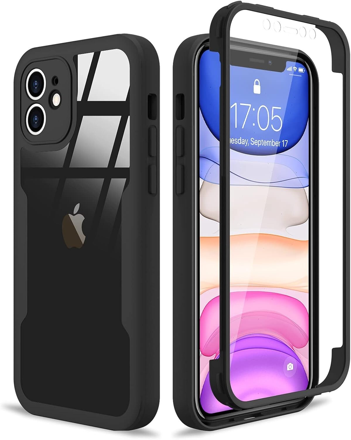 For iPhone 11 Case 6.1 in Shockproof Double Layer Built-in Screen Protector Film