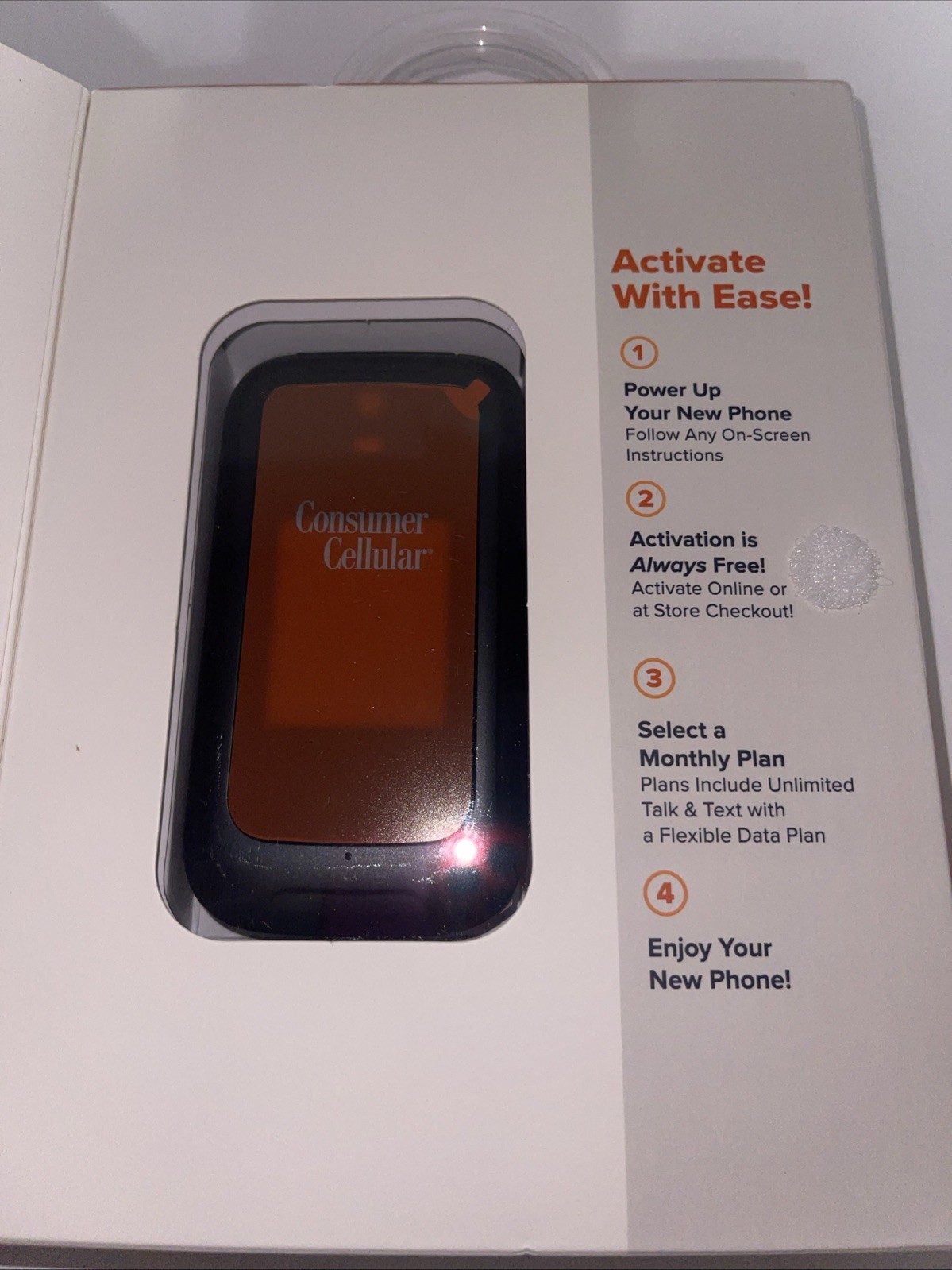 NIB Consumer Cellular Iris Flip 8GB Black 4G LTE 5 (MP) Megapixels