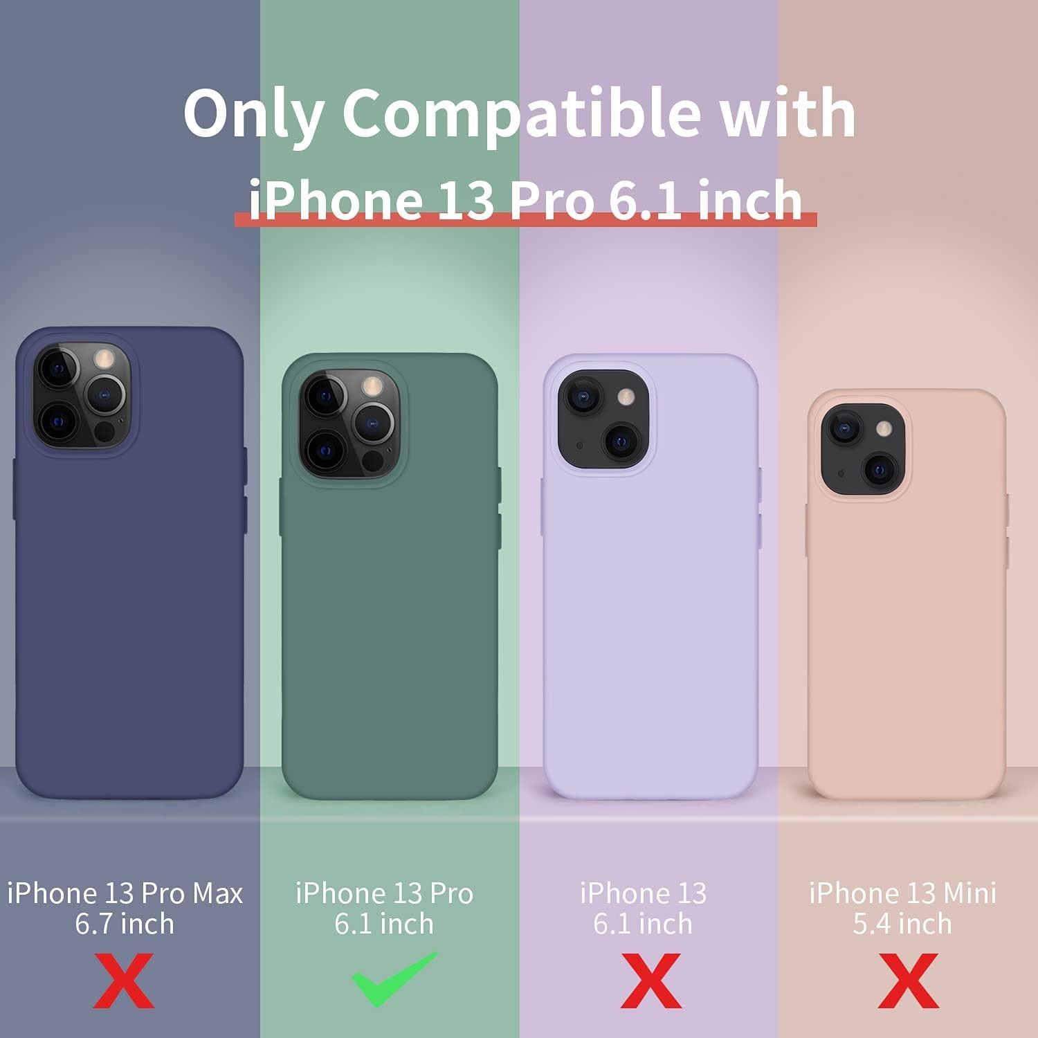 Designed for iPhone 13 Pro Case, Silicone Ultra Slim Shockproof Protective Case