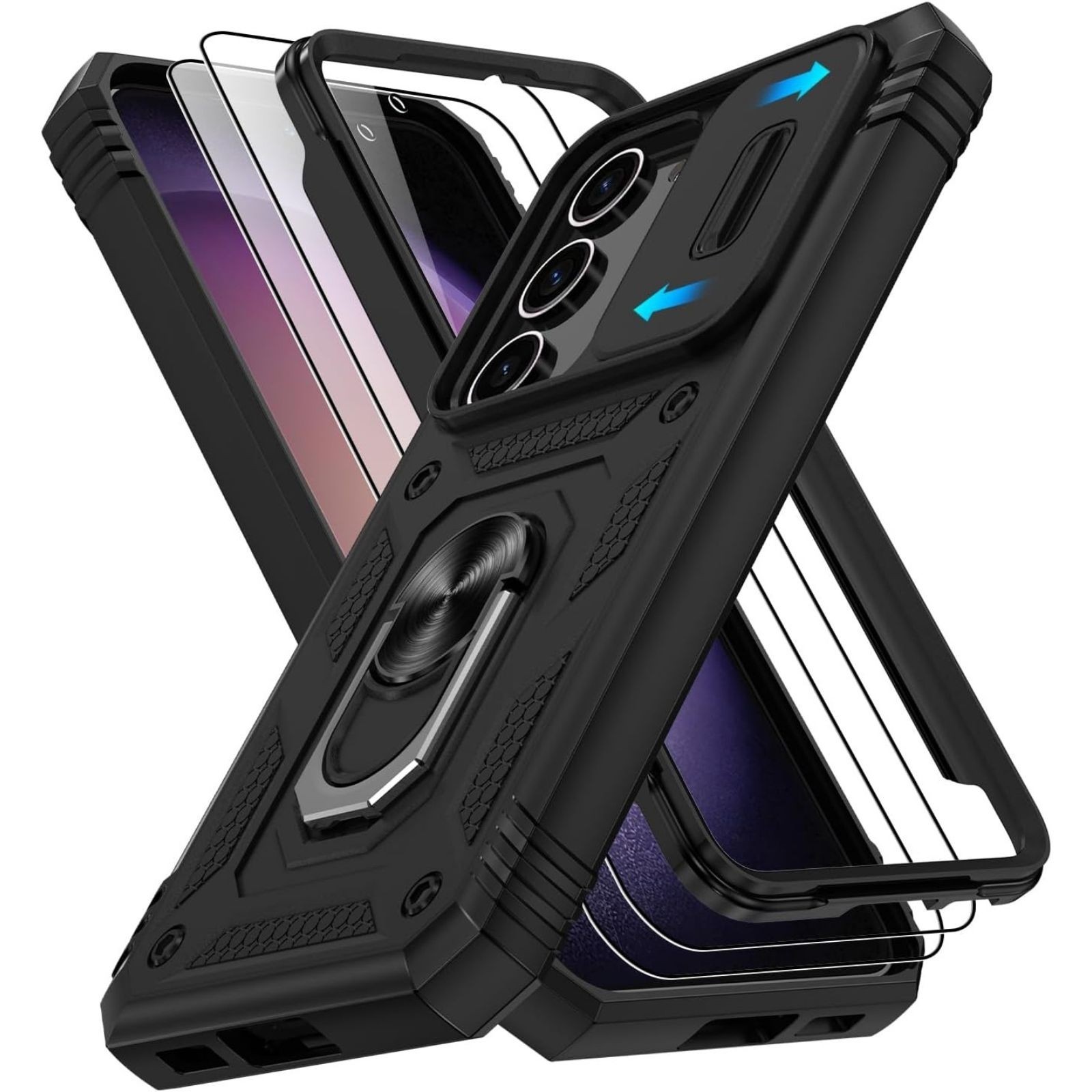 Samsung Galaxy S23 Case with 2PCS Screen Protector & 360° Rotating Kickstand