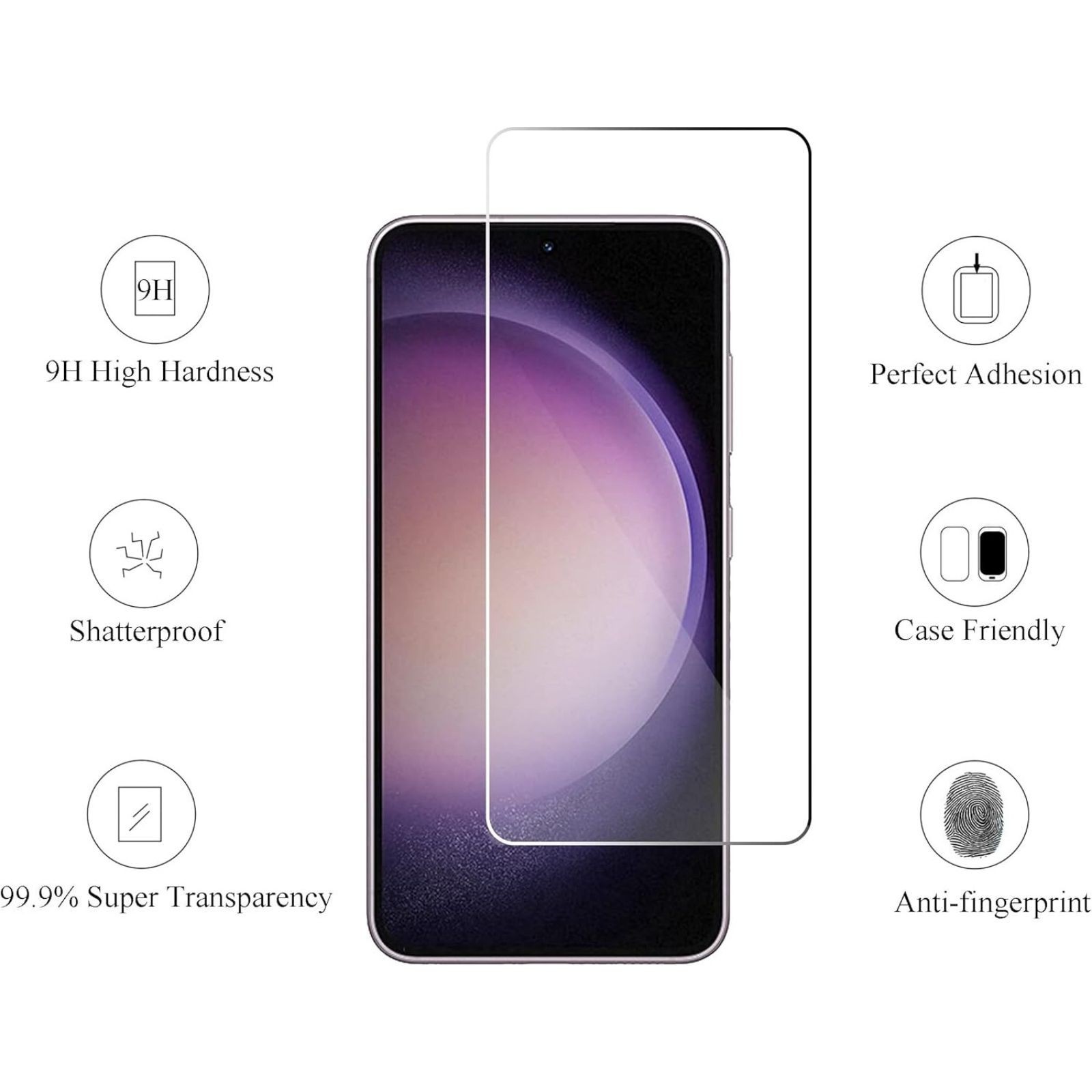 4in1 For Samsung Galaxy S23 5G Screen Protector,Tempered Glass,Side-Back Film