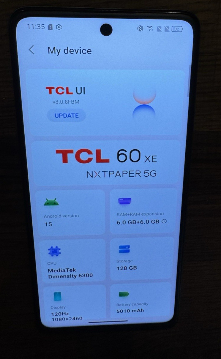 TCL 60 XE NXTPAPER 5G T705J 128GB Blue Unlocked OpenBox