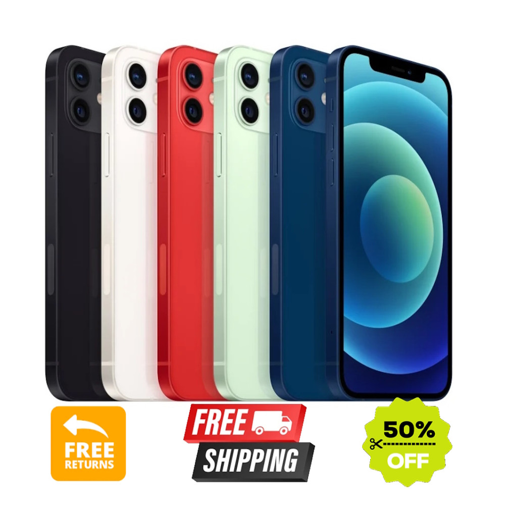 Apple iPhone 12 – 128GB & 64GB – Factory Unlocked – Blue Purple Red Black