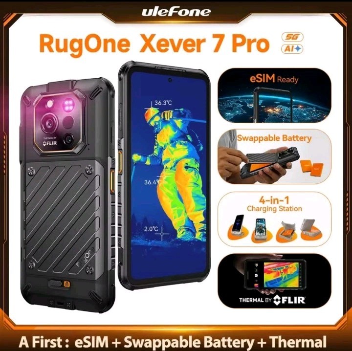 Ulefone Rugone Xever 7 Pro 5G Rugged Phone Thermal Imaging 24G/512G 6.67″ BY DHL