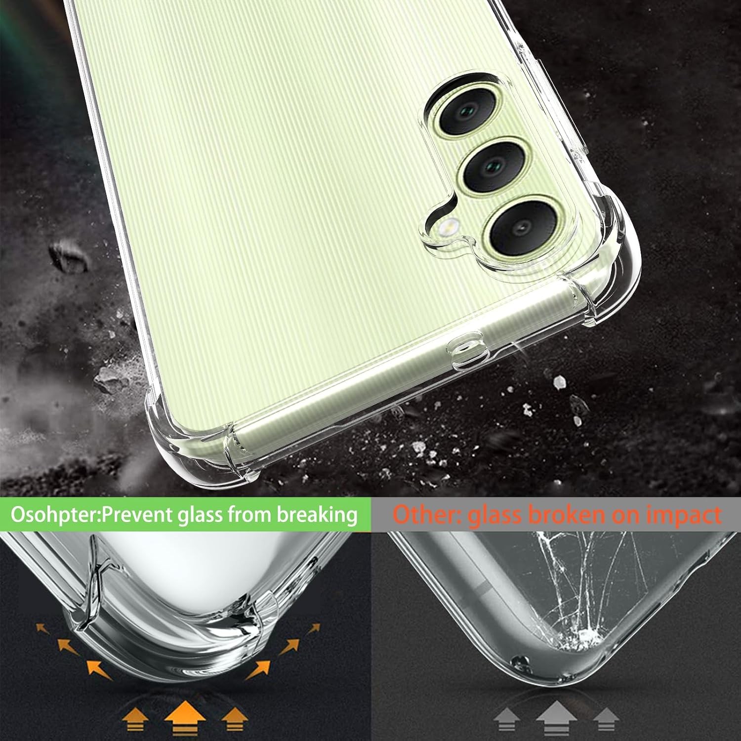 Clear Case for Samsung Galaxy A05 A05S with 2pcs Screen Protector Reinforced Cor