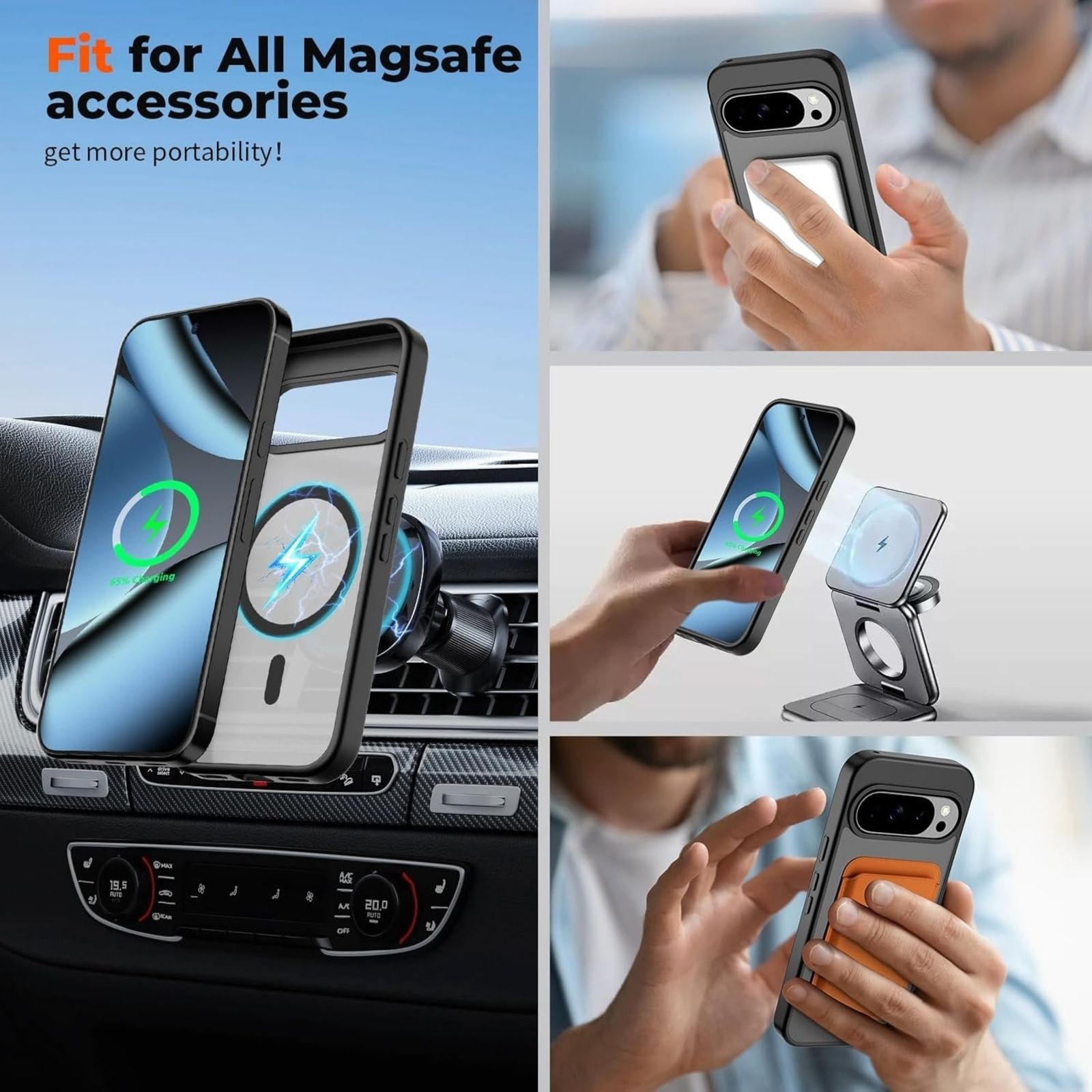Magnetic for Google Pixel 10 Pro Case/Pixel 10 Case with Screen Protector, Black