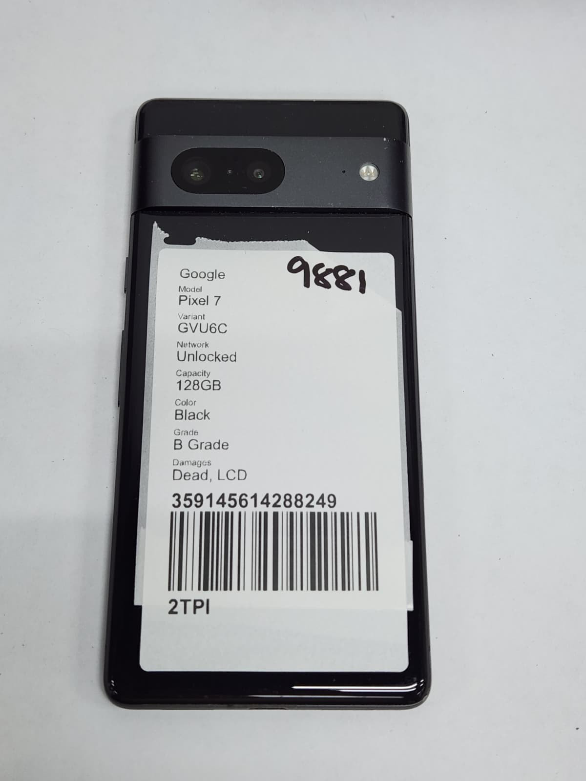 FOR PARTS – Google Pixel 7 – 128GB – Obsidian – Unlocked – GVU6C – 9881