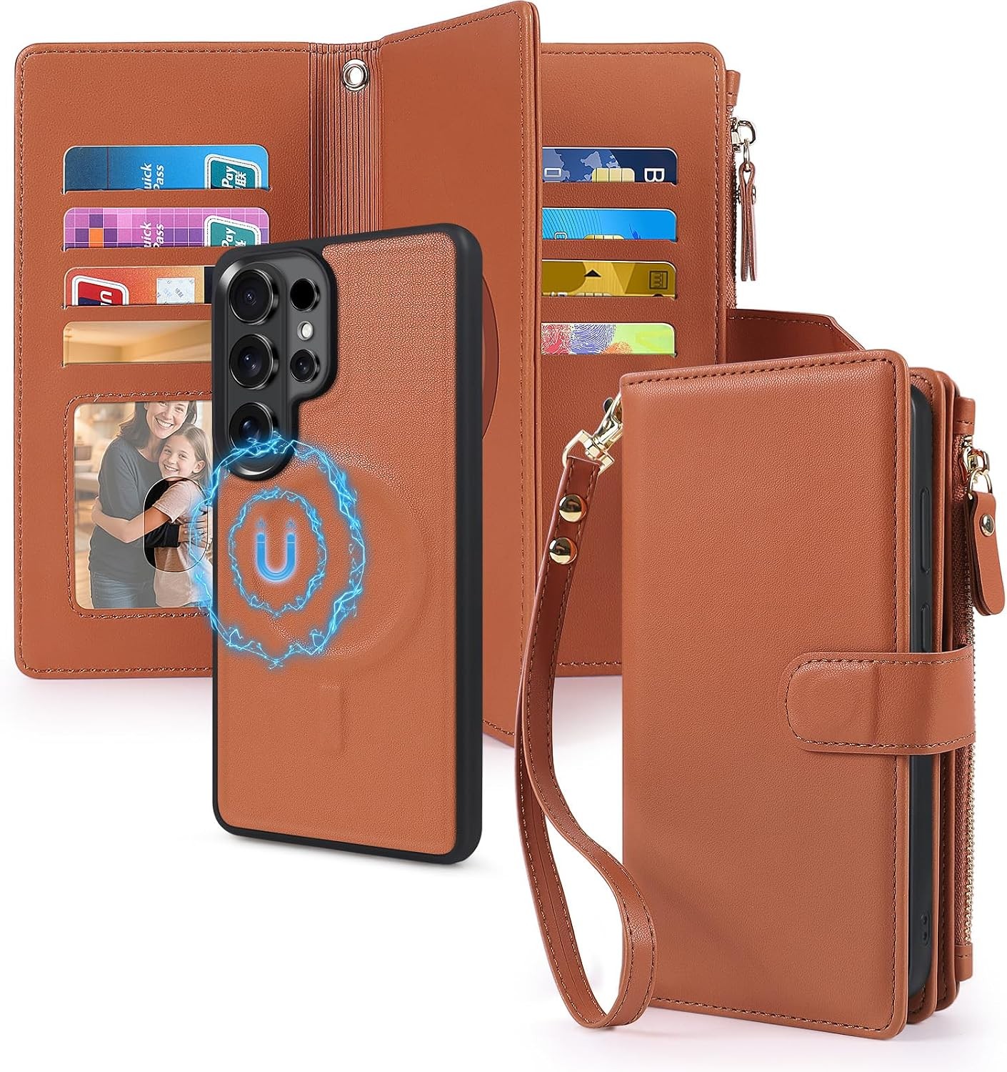 2 in 1 for Samsung Galaxy S26 Ultra Wallet Case Magnetic RFID Blocking Card Hold