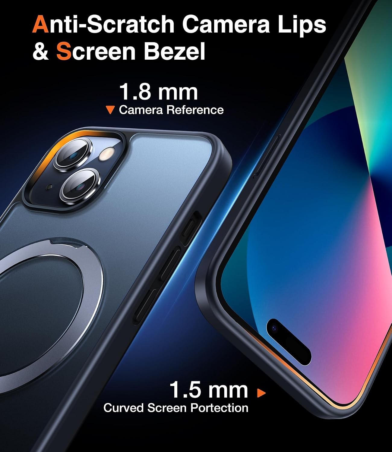 3-in-1 Magnetic Kickstand Ring Holder for iPhone 13 Case, iPhone 14 Case