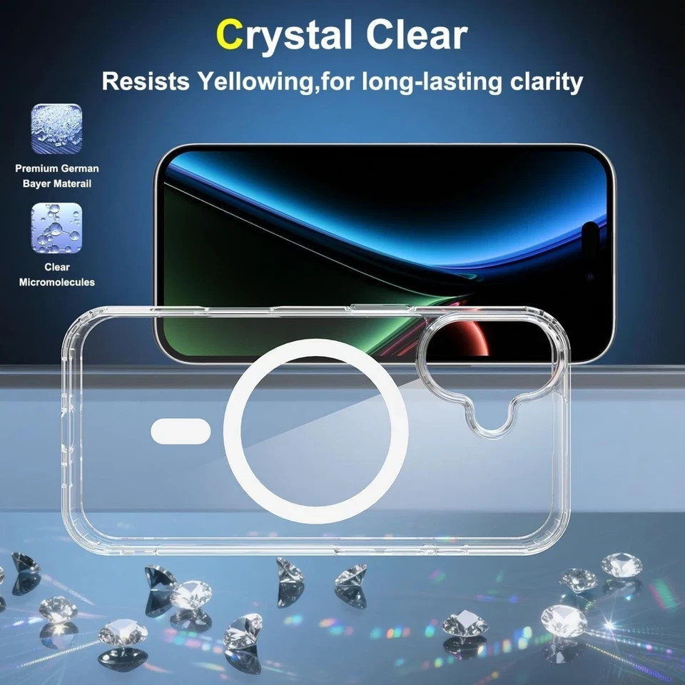 Magnetic iPhone 17 Case with 2 Privacy Screen Protectors, Shockproof, Transparen