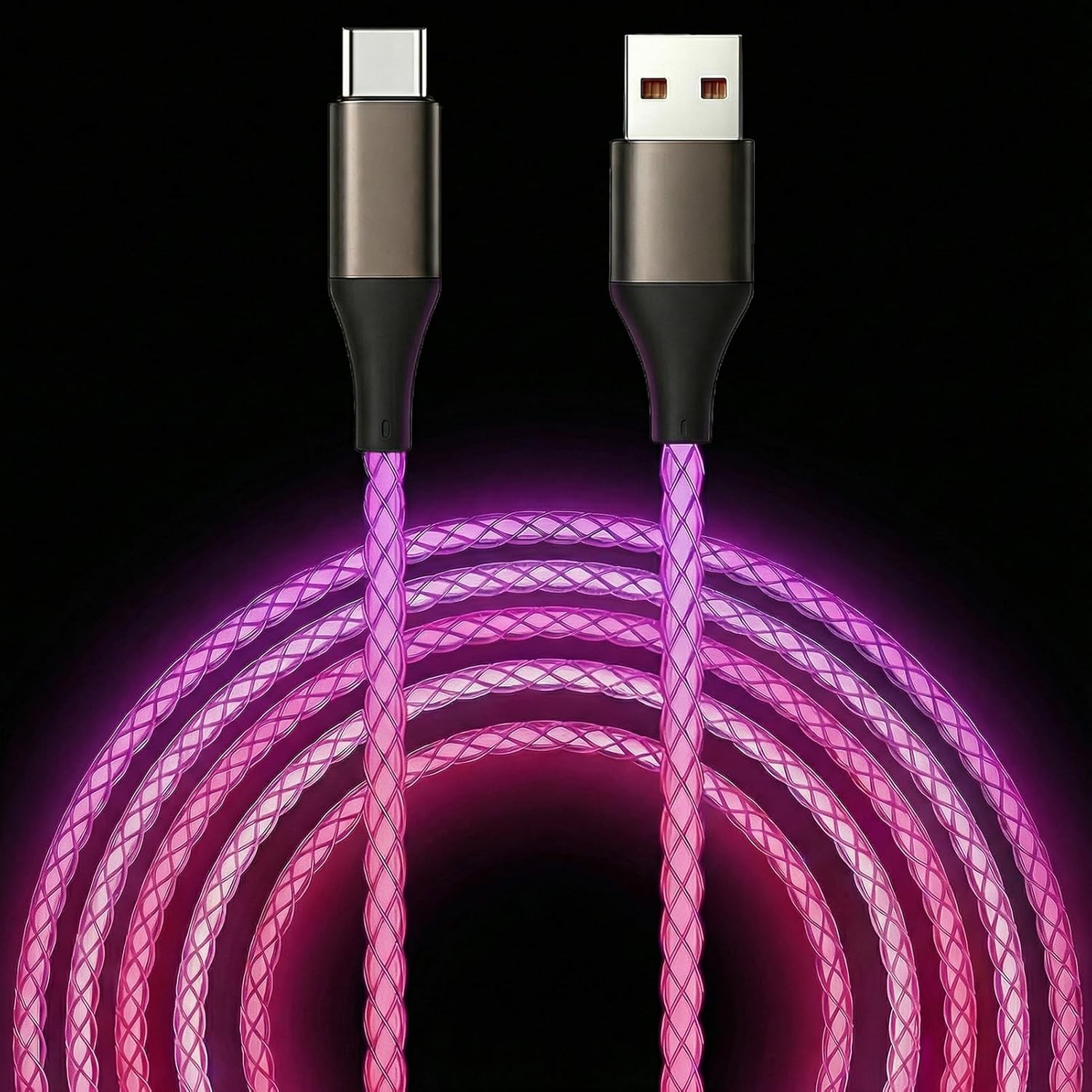 USB C Cable, 3FT Colorful Gradual Light up Type C Charger Fast Charging Led Cord