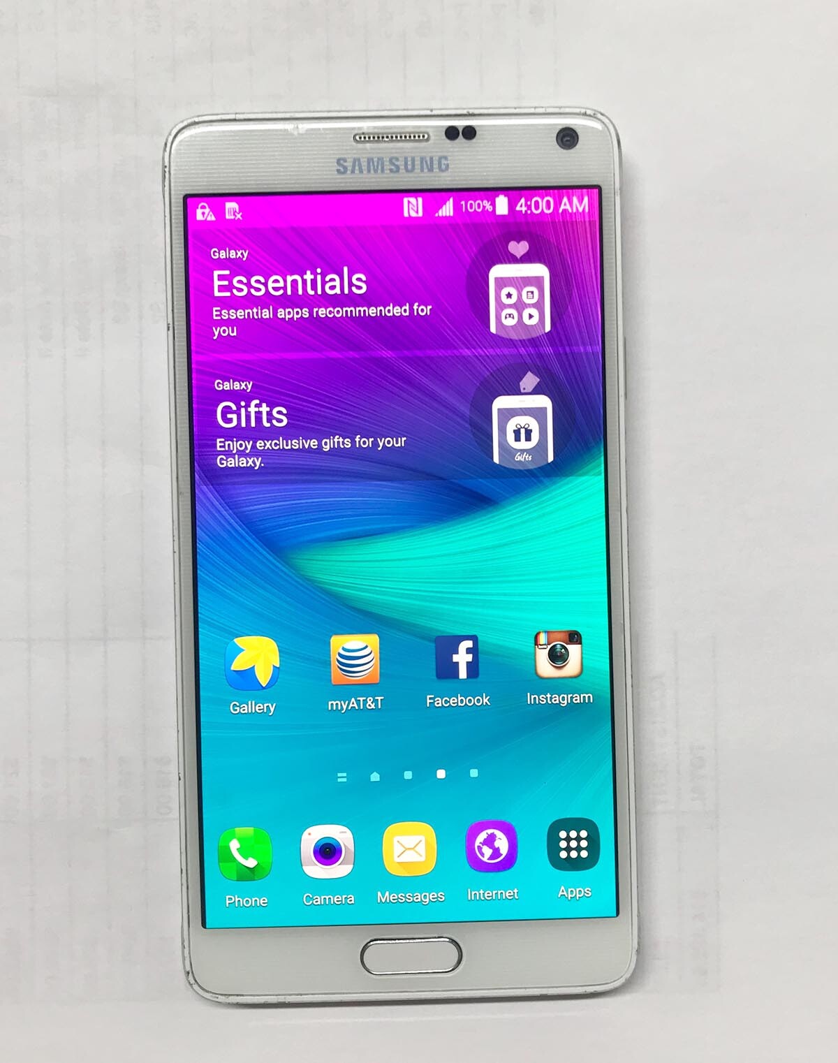 Samsung Galaxy Note 4 SM-N910A – 32 GB – Frost White AT&T 30 days warranty