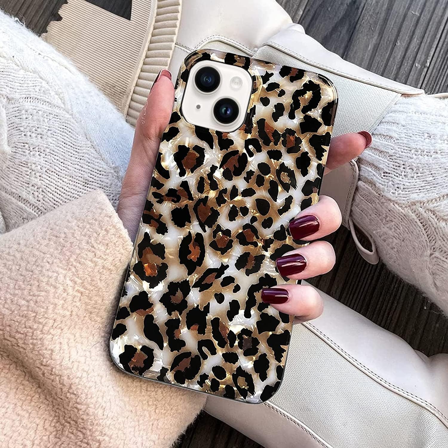 Luxury Sparkle Translucent Clear Leopard Cheetah Print Case Compatible with iPho