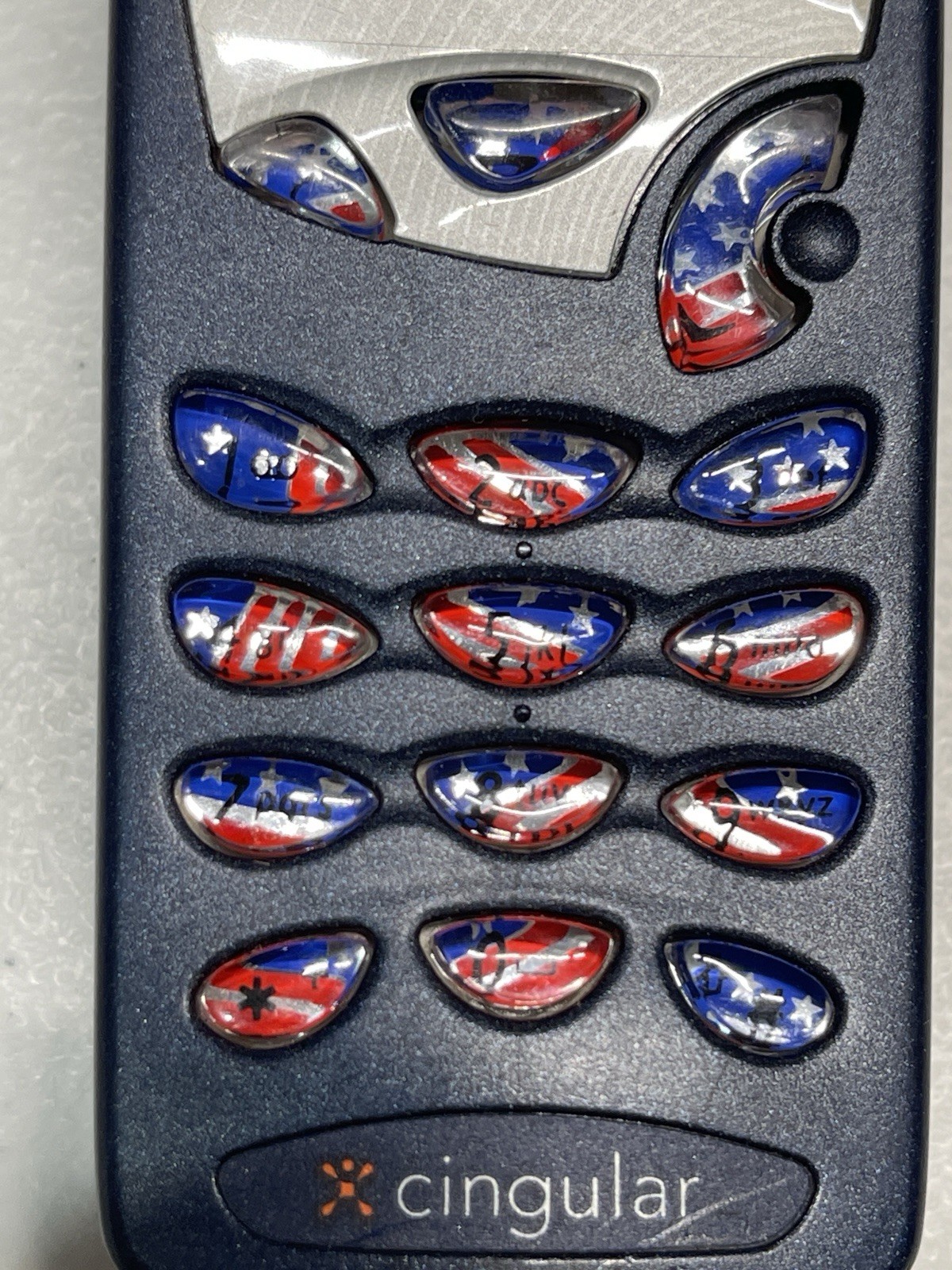 Vintage Nokia 5165 Blue Cingular+ with American flag keys Powers up