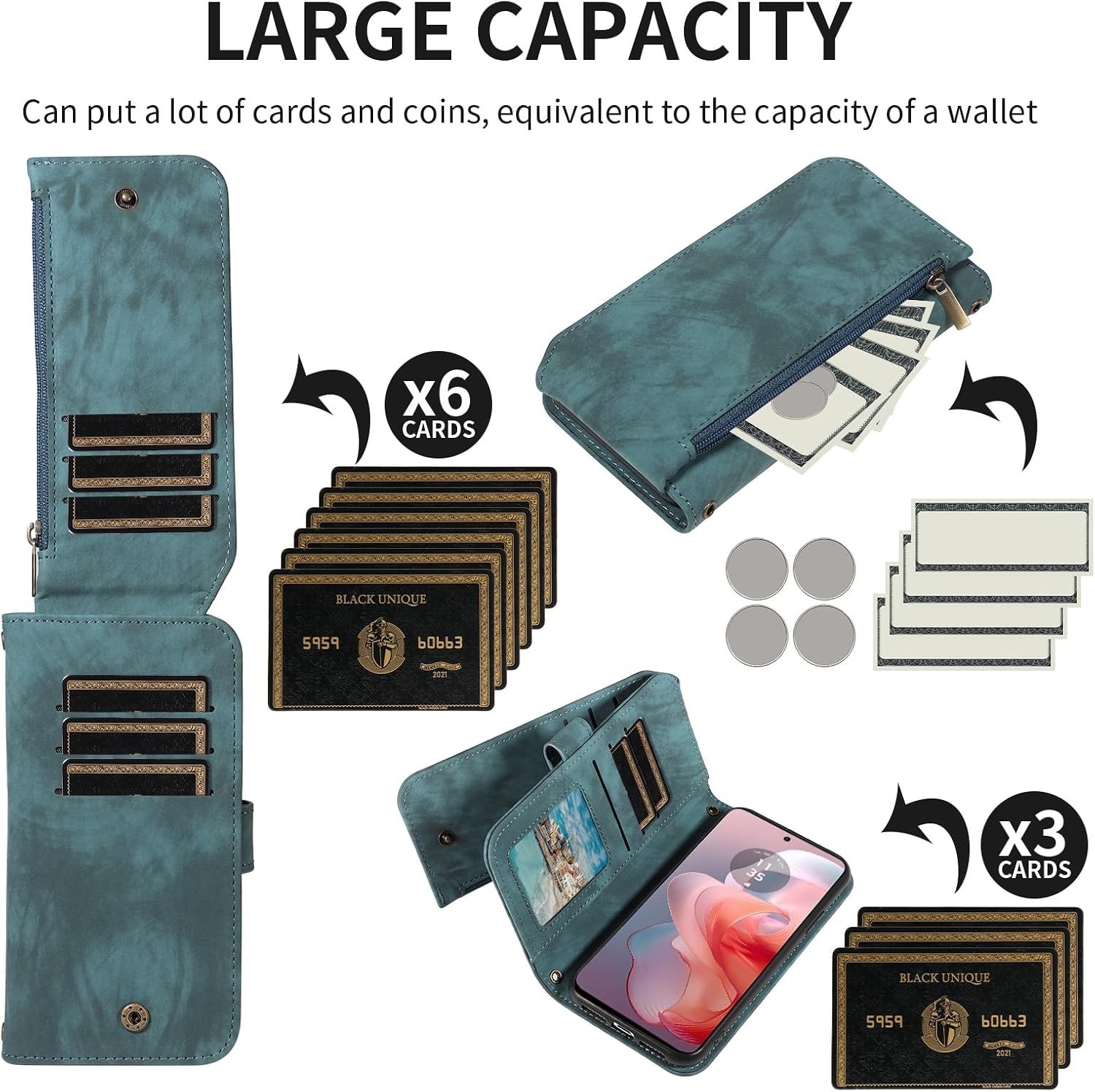 Phone Case for Motorola Moto G Power 5G 2024 Wallet Cell Cover with Lanyard Stra