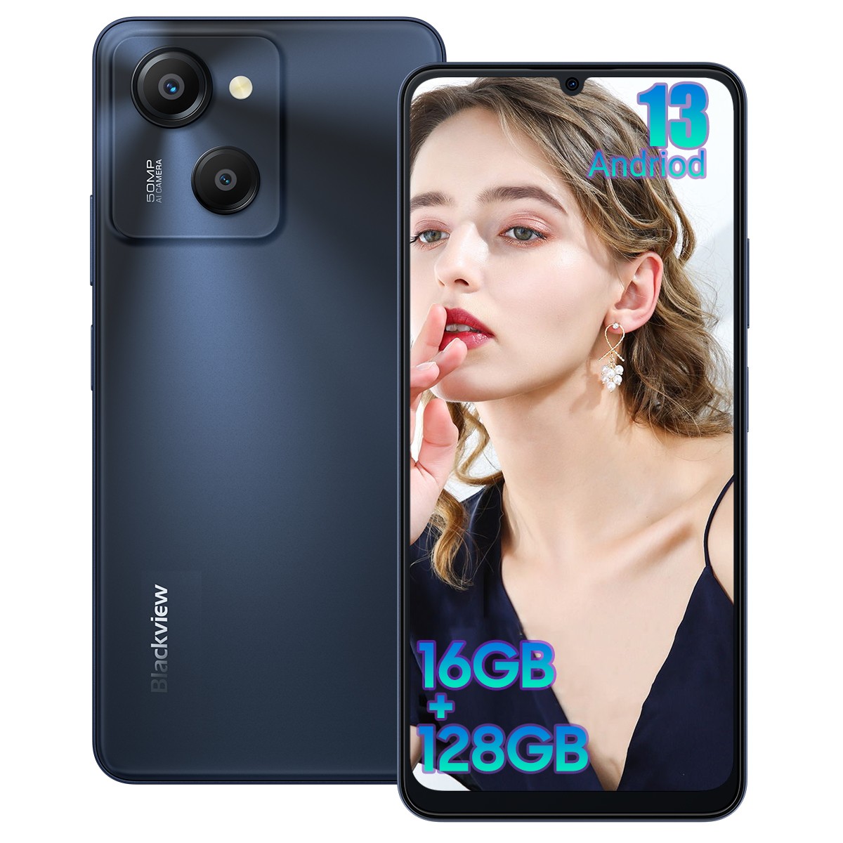 Blackview COLOR 8 Smartphone 16GB+128GB 6.75″ 6000mAh Android 13 Dual SIM 50MP