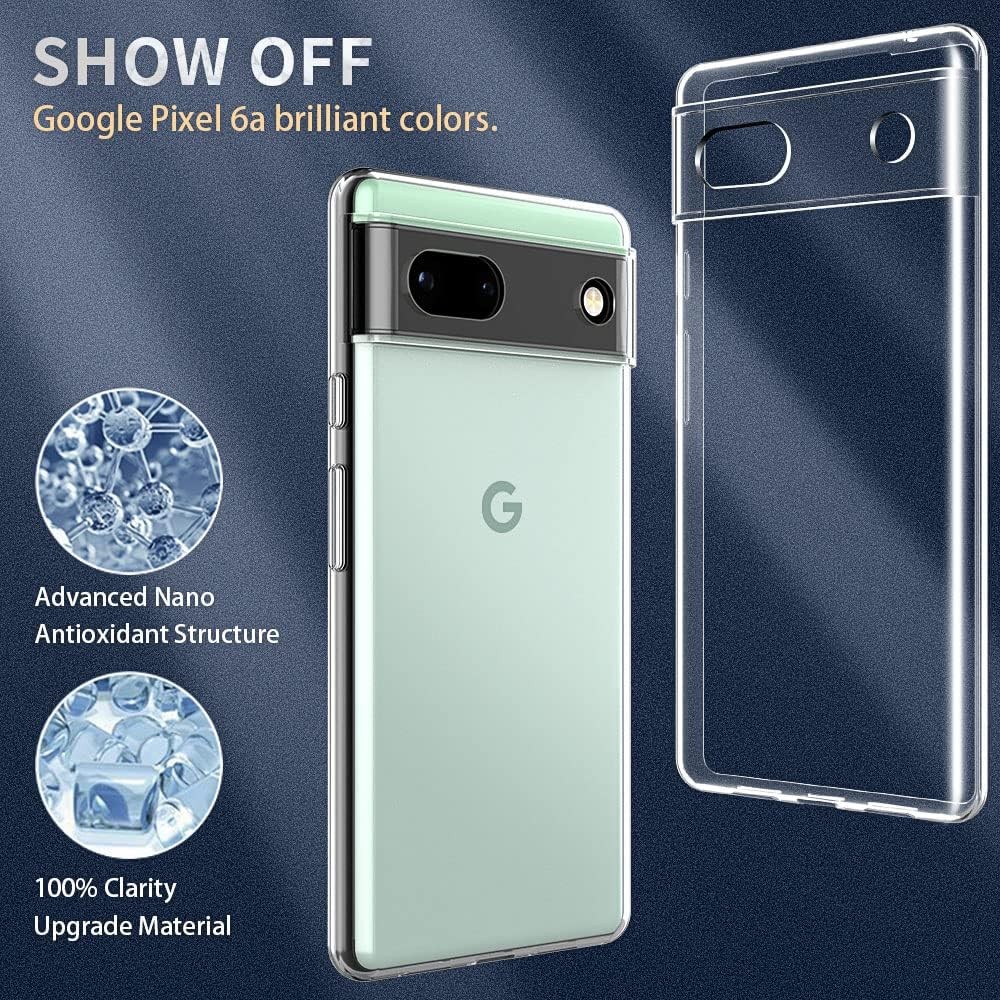Crystal Clear Google Pixel 6a Case Soft Slim Fit Transparent Plastic TPU Cover